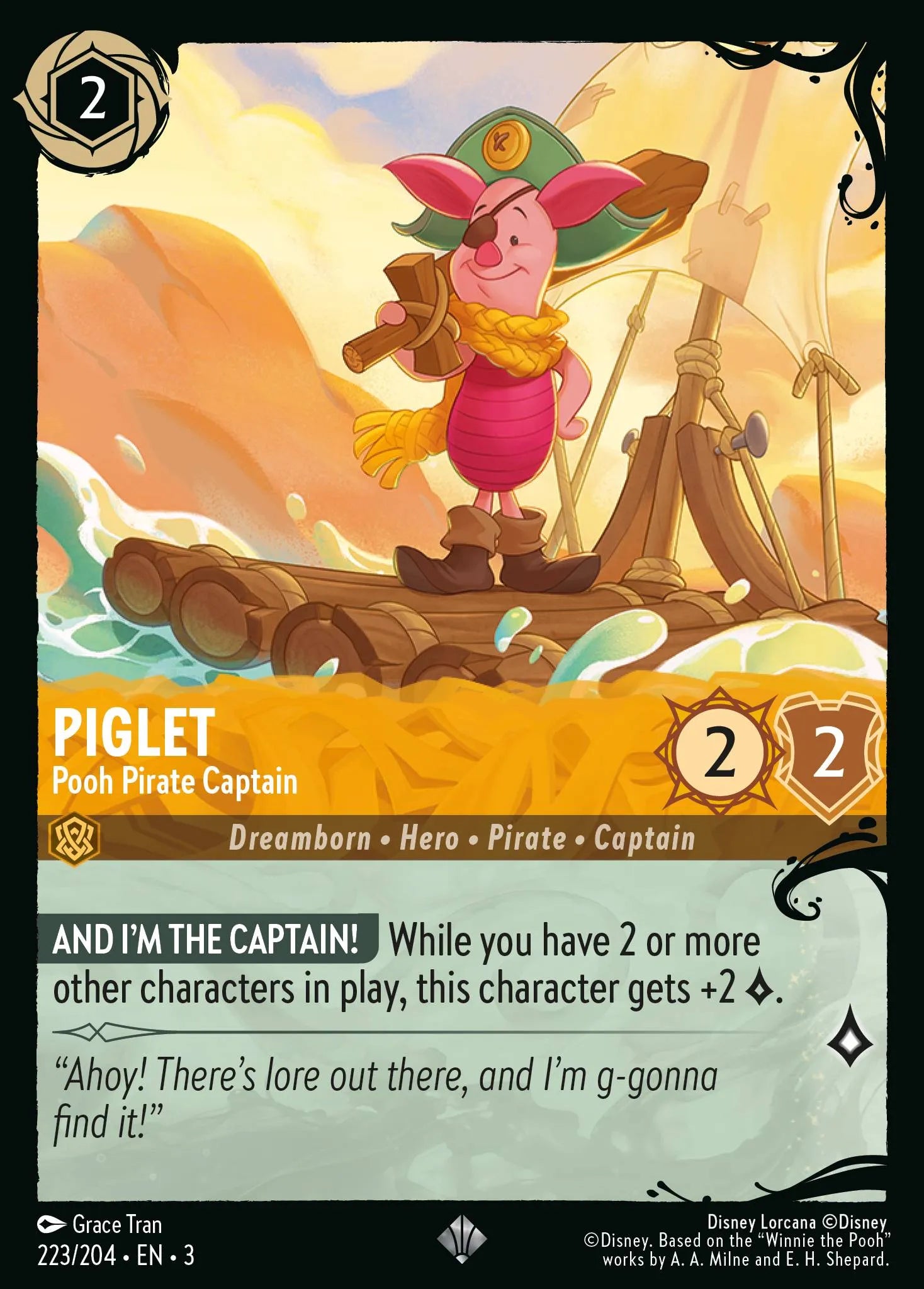 Piglet - Pooh Pirate Captain | Into the Inklands #223 (Near Mint) | Disney Lorcana Single Australia (Near Mint)