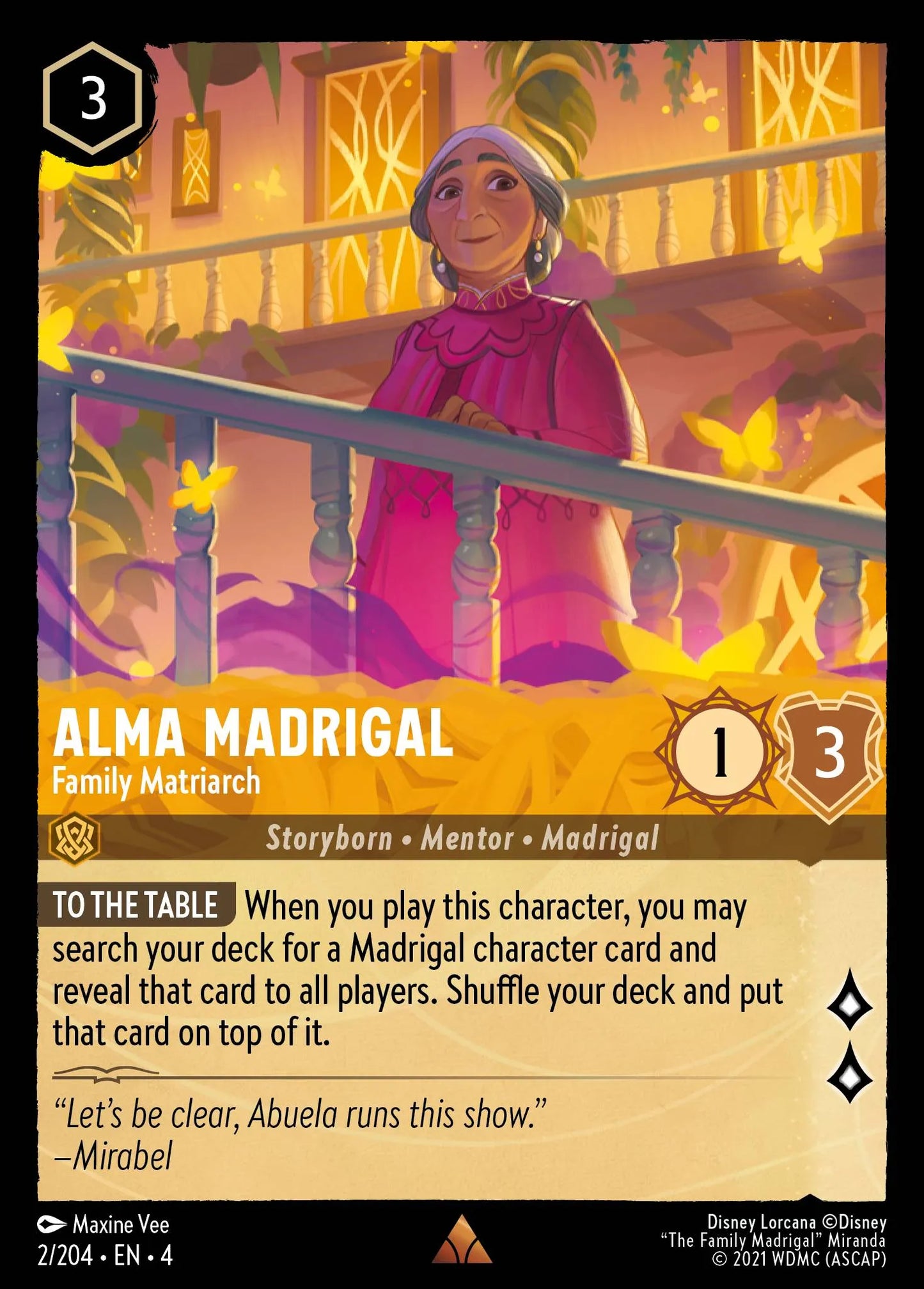 Alma Madrigal - Family Matriarch Disney Lorcana card