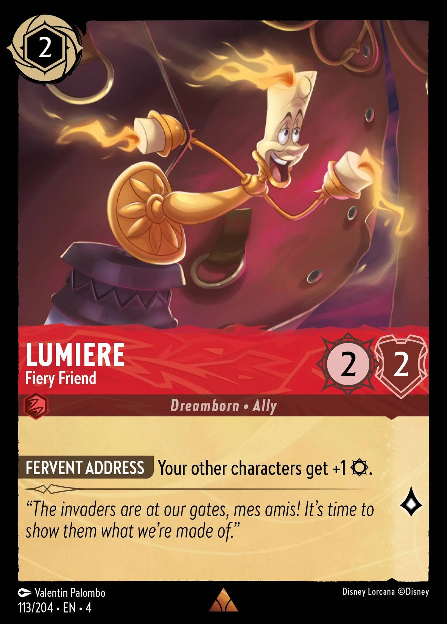 Lumiere - Fiery Friend Disney Lorcana card