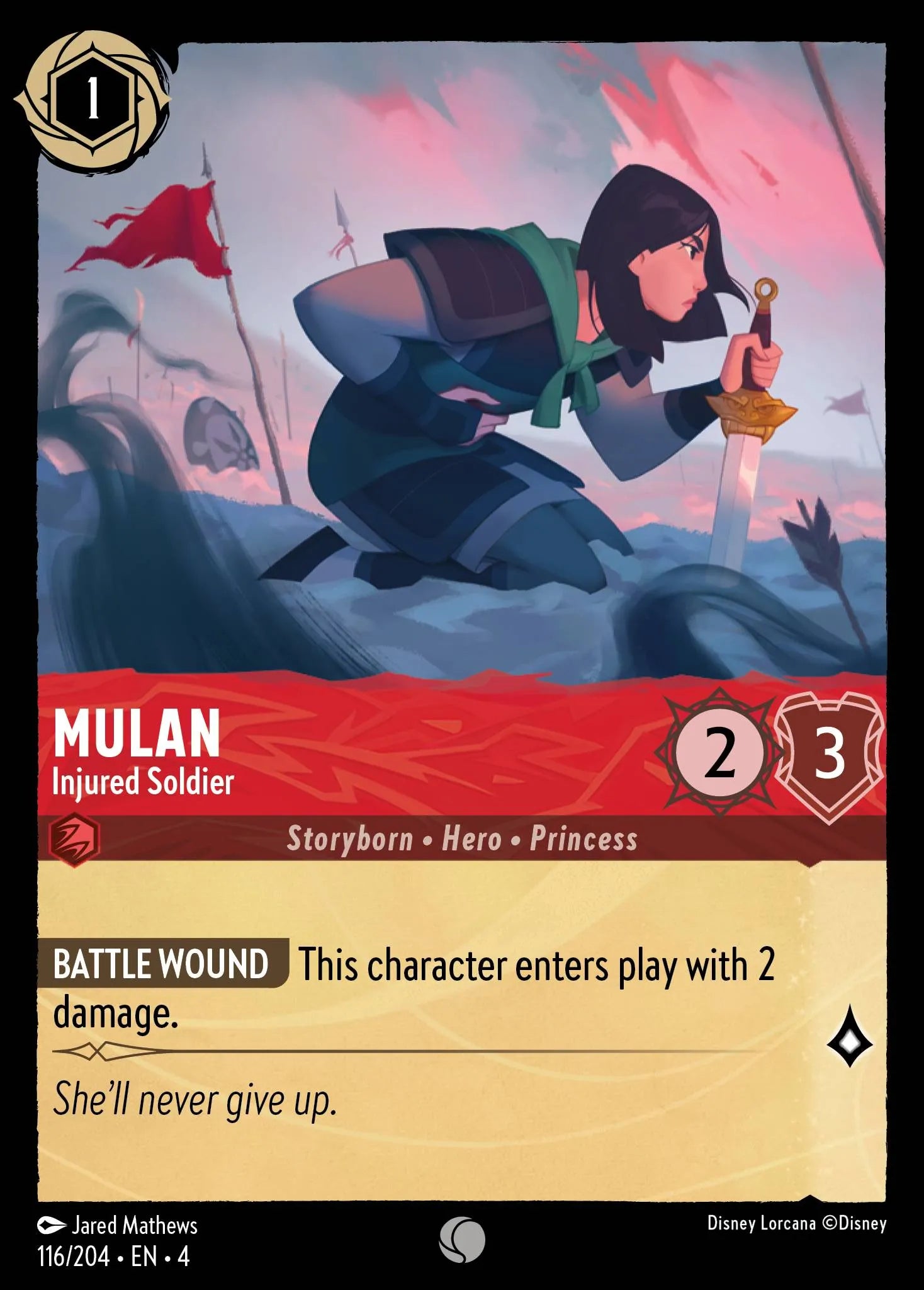 Mulan - Injured Soldier Disney Lorcana card