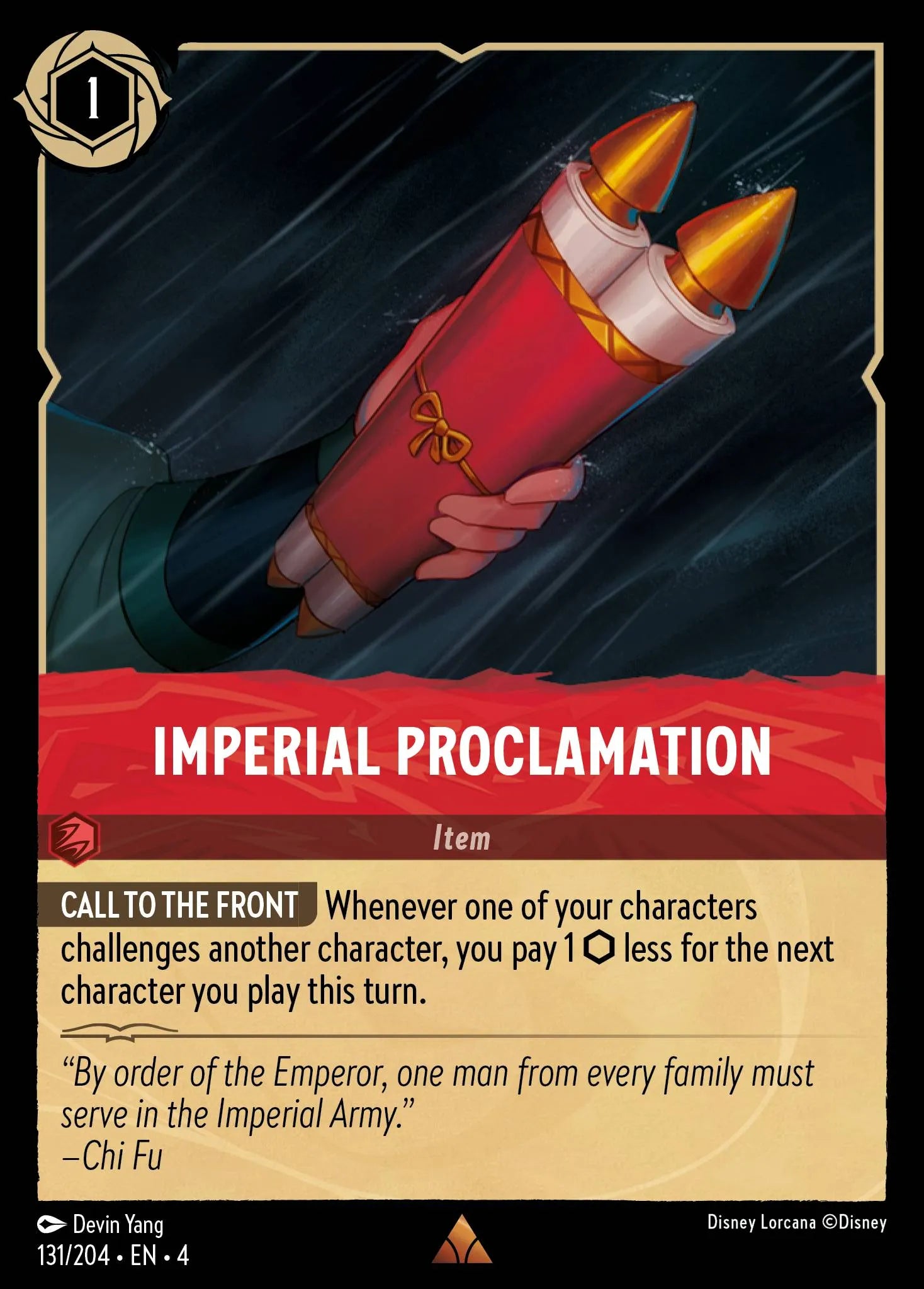 Imperial Proclamation Disney Lorcana card