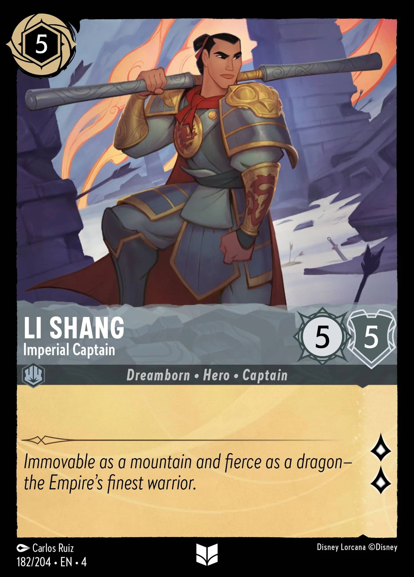 Li Shang - Imperial Captain | Ursula's Return #182 (Near Mint) | Disney Lorcana Single Australia (Near Mint)