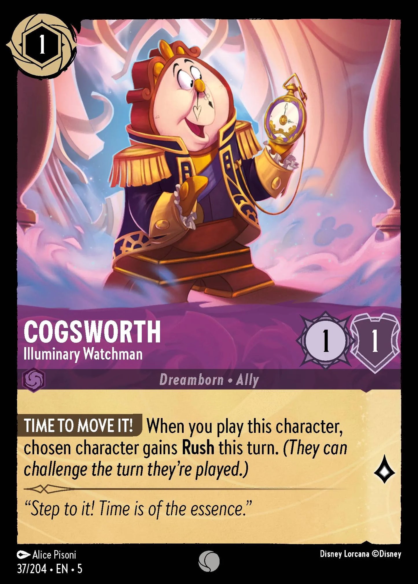 Cogsworth - Illuminary Watchman | Shimmering Skies #37 (Near Mint Foil) | Disney Lorcana Single Australia (Near Mint)