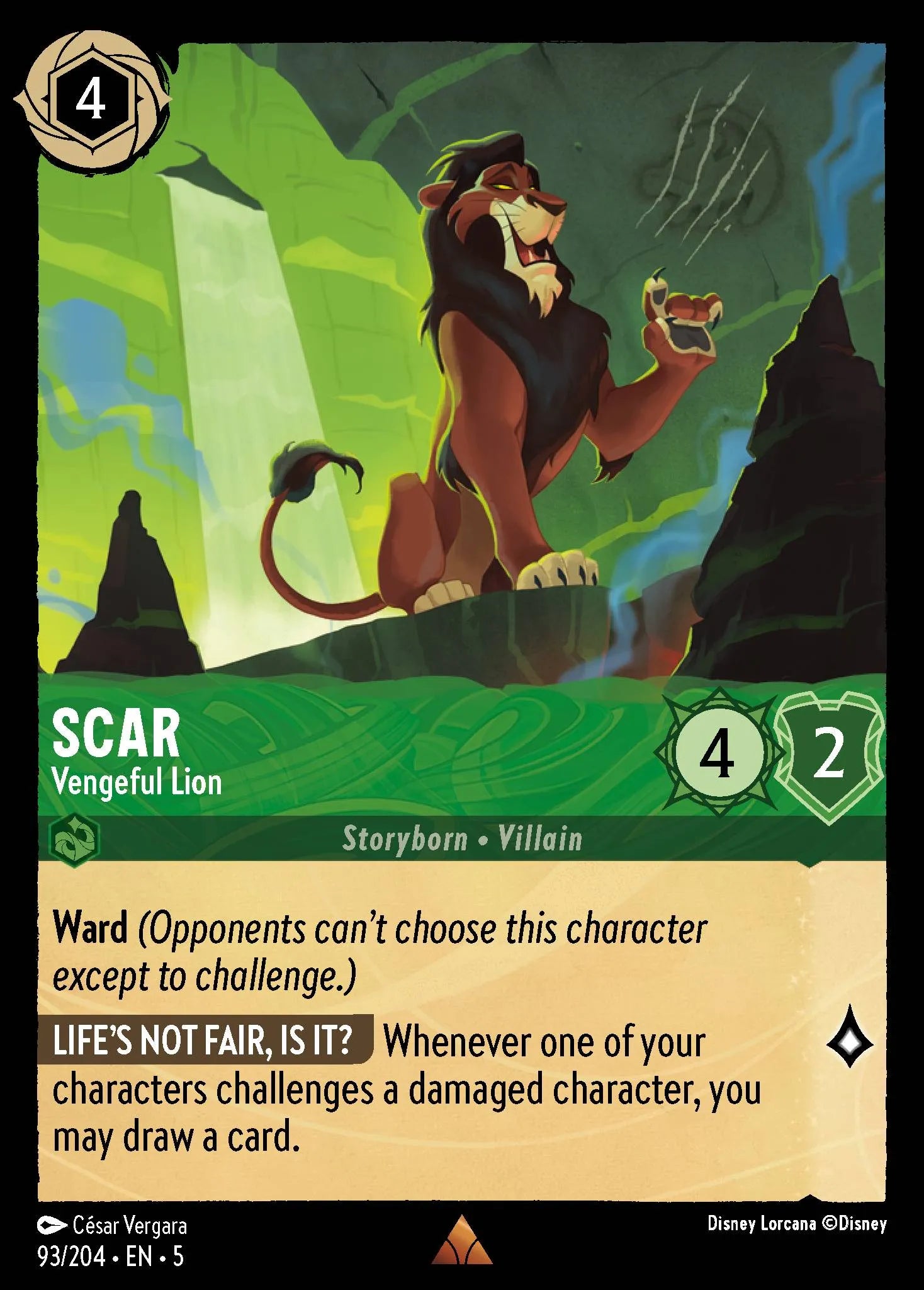 Scar - Vengeful Lion | Shimmering Skies #93 (Near Mint Foil) | Disney Lorcana Single Australia (Near Mint)