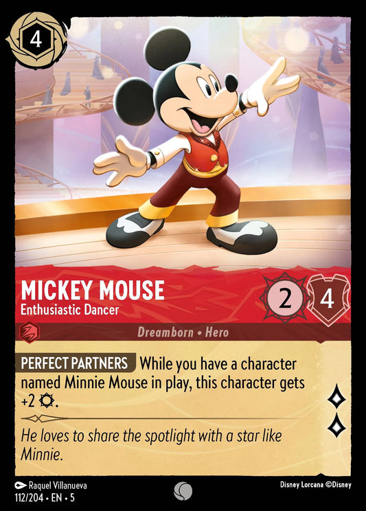 Mickey Mouse - Enthusiastic Dancer | Shimmering Skies #112 (Near Mint) | Disney Lorcana Single Australia (Near Mint)