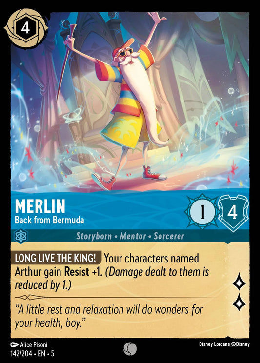 Merlin - Back from Bermuda | Shimmering Skies #142 (Near Mint) | Disney Lorcana Single Australia (Near Mint)