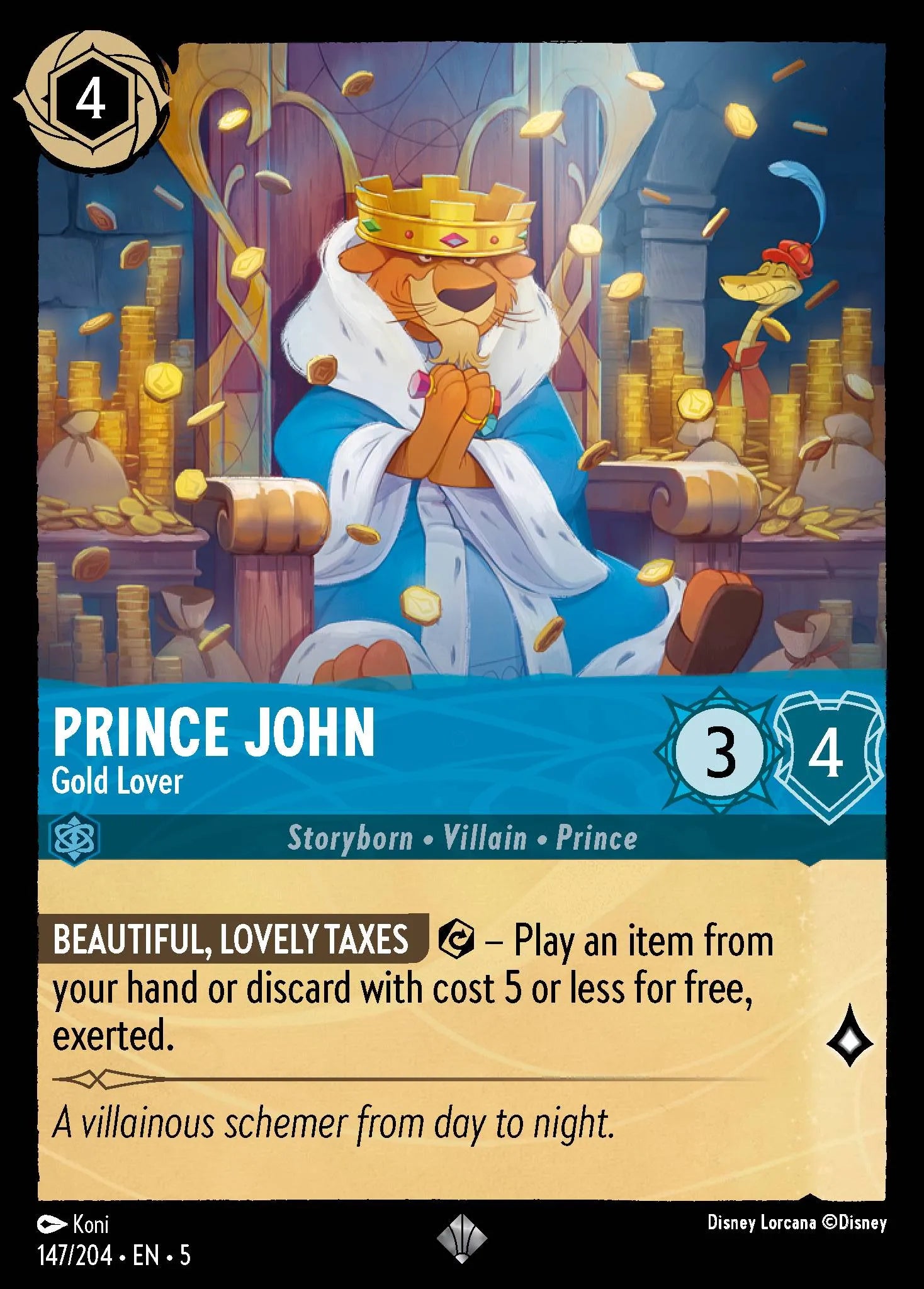 Prince John - Gold Lover | Shimmering Skies #147 (Near Mint) | Disney Lorcana Single Australia (Near Mint)