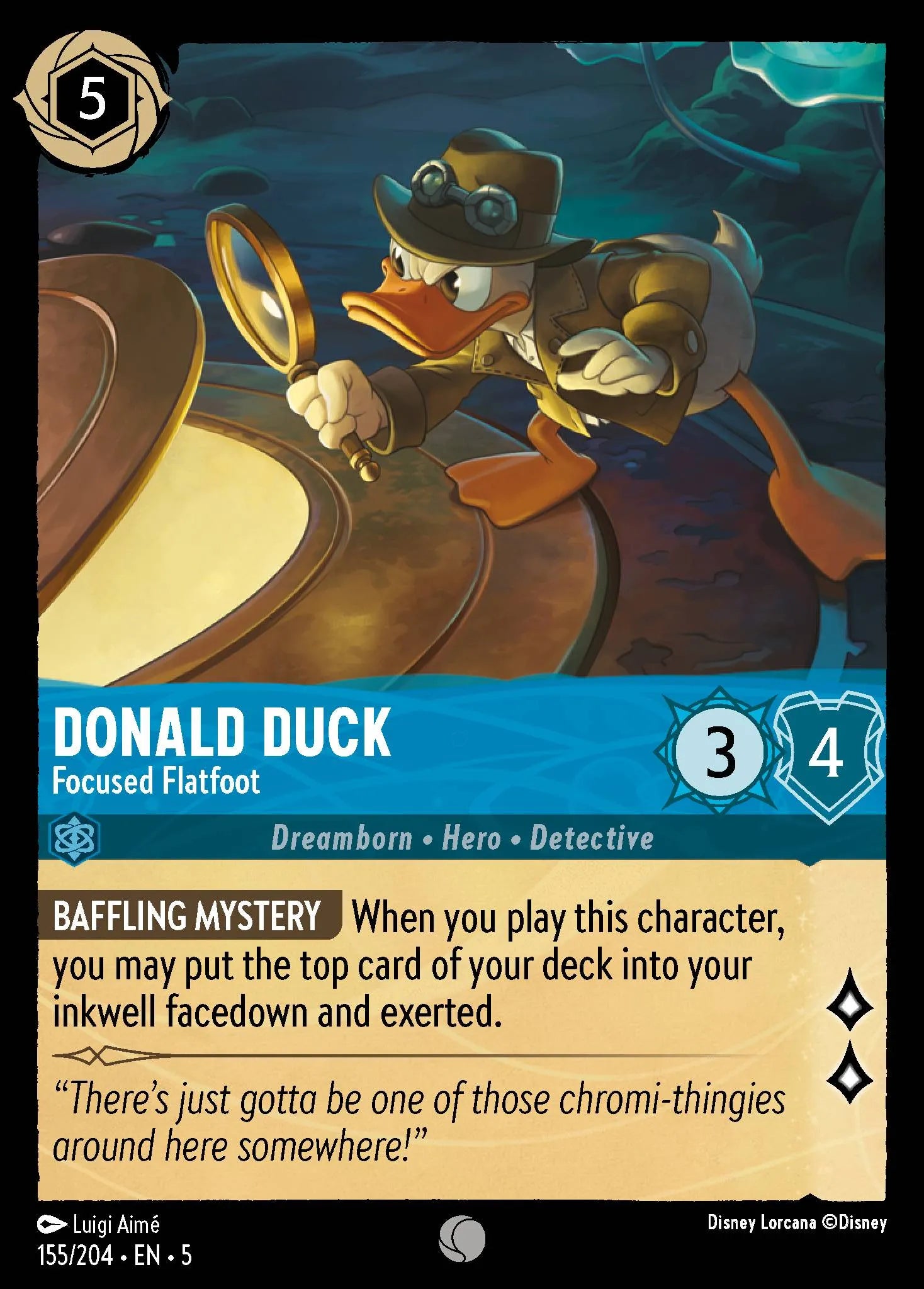 Donald Duck - Focused Flatfoot | Shimmering Skies #155 (Near Mint Foil) | Disney Lorcana Single Australia (Near Mint)