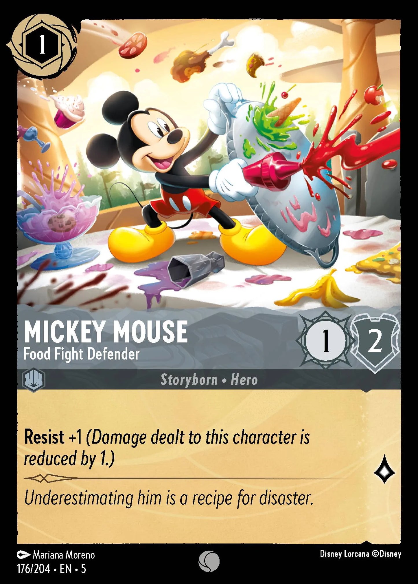 Mickey Mouse - Food Fight Defender | Shimmering Skies #176 (Near Mint) | Disney Lorcana Single Australia (Near Mint)
