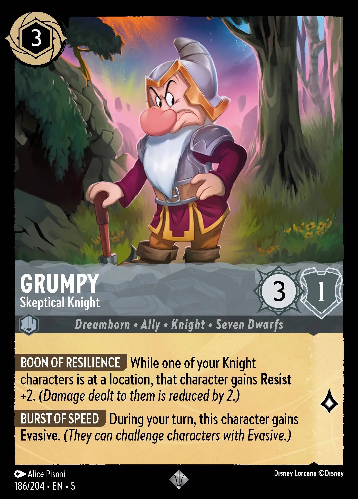 Grumpy - Skeptical Knight | Shimmering Skies #186 (Near Mint Foil) | Disney Lorcana Single Australia (Near Mint)