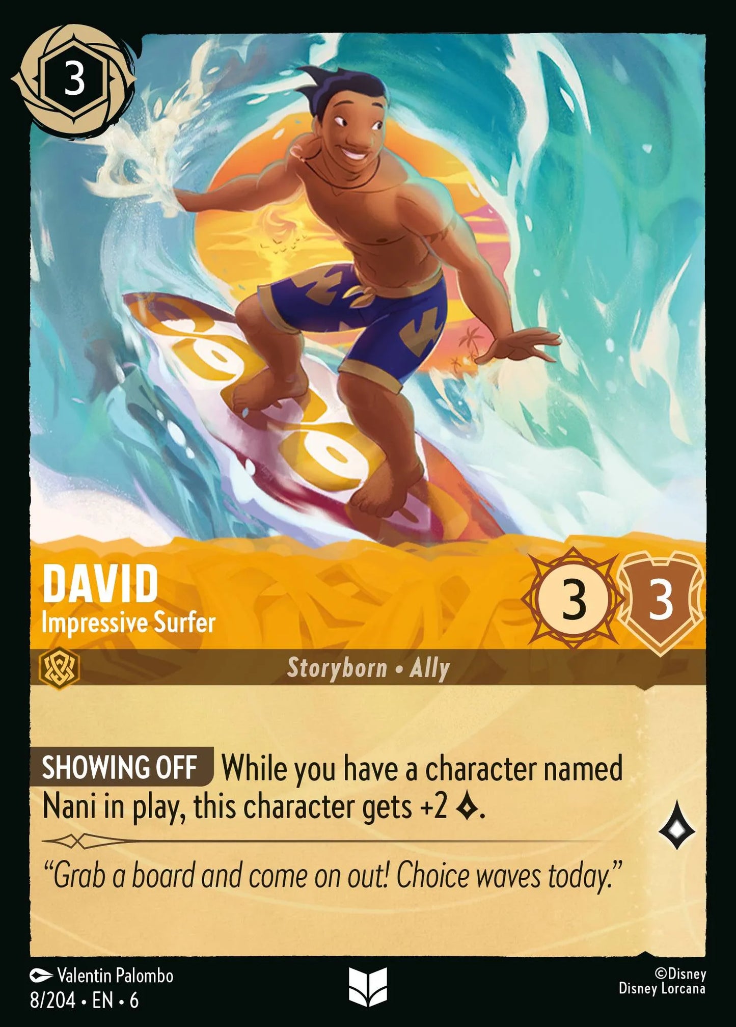 David - Impressive Surfer | Azurite Sea #8 (Near Mint) | Disney Lorcana Single Australia (Near Mint)