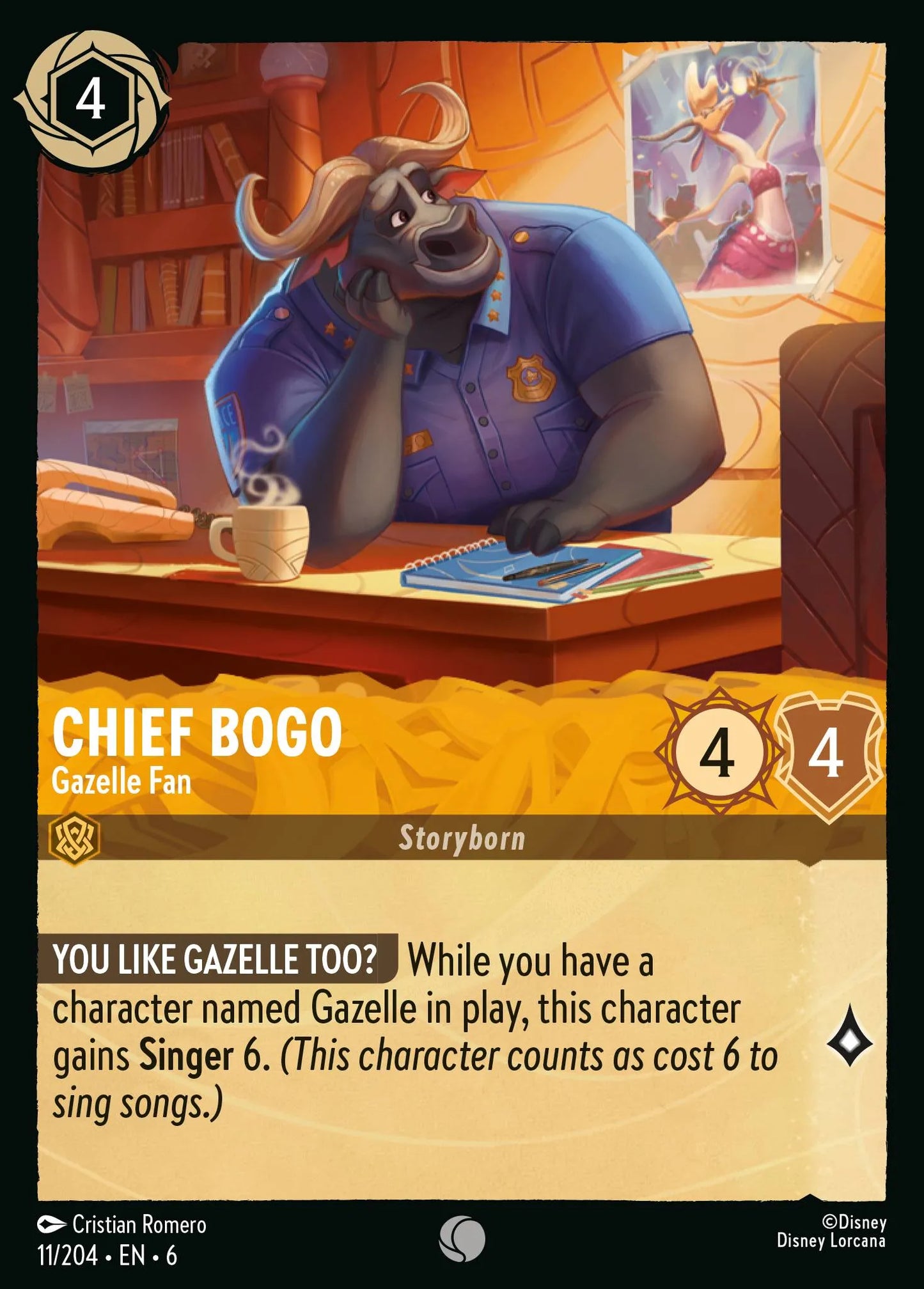 Chief Bogo - Gazelle Fan | Azurite Sea #11 (Near Mint Foil) | Disney Lorcana Single Australia (Near Mint)