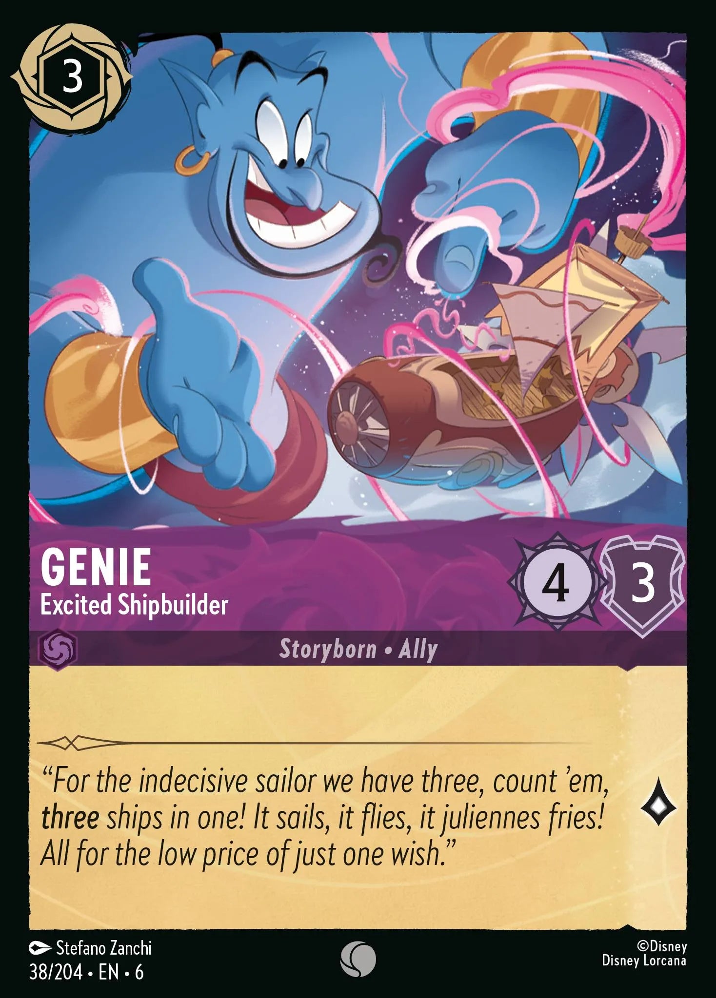 Genie - Excited Shipbuilder | Azurite Sea #38 (Near Mint) | Disney Lorcana Single Australia (Near Mint)