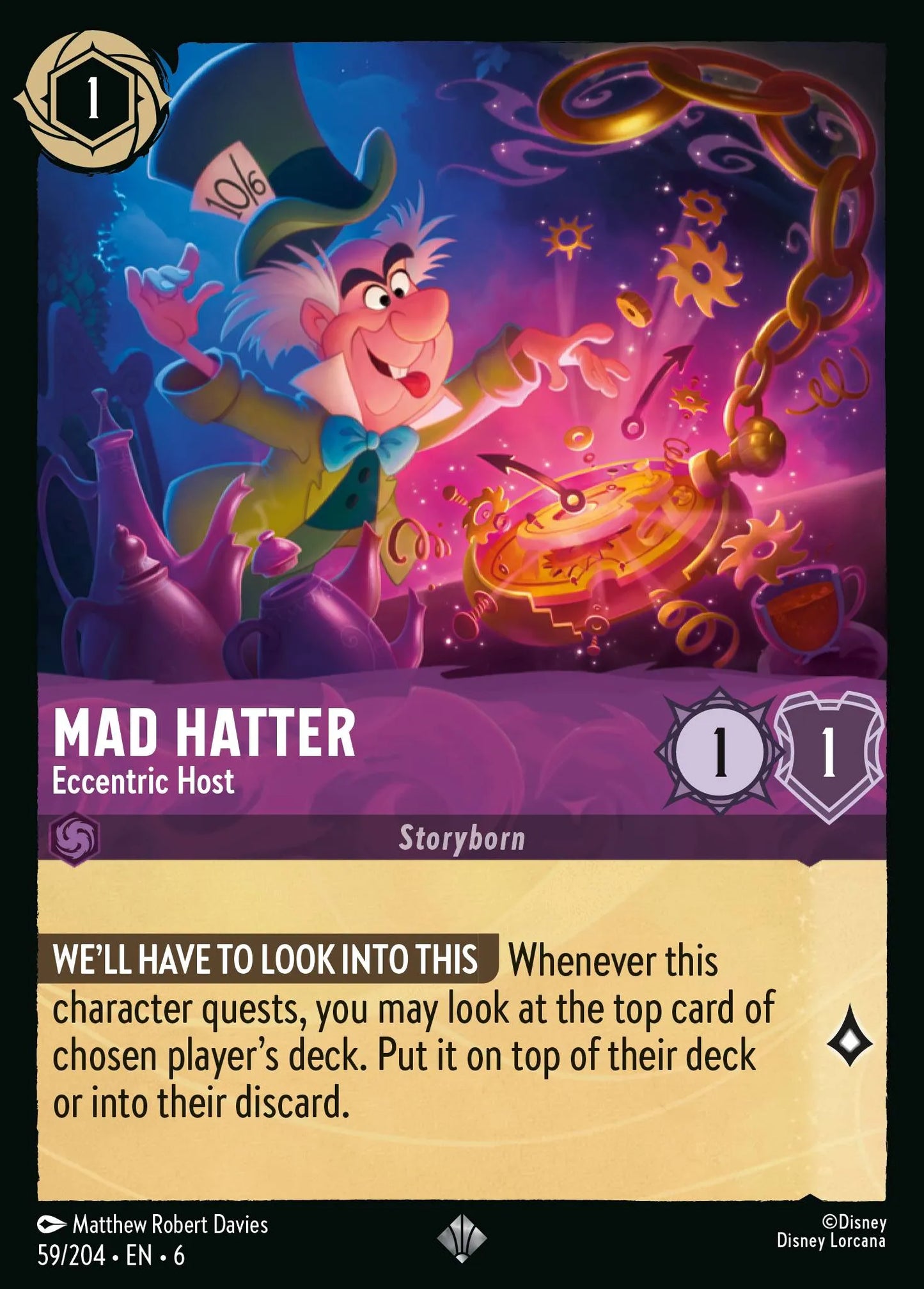 Mad Hatter - Eccentric Host | Azurite Sea #59 (Near Mint Foil) | Disney Lorcana Single Australia (Near Mint)