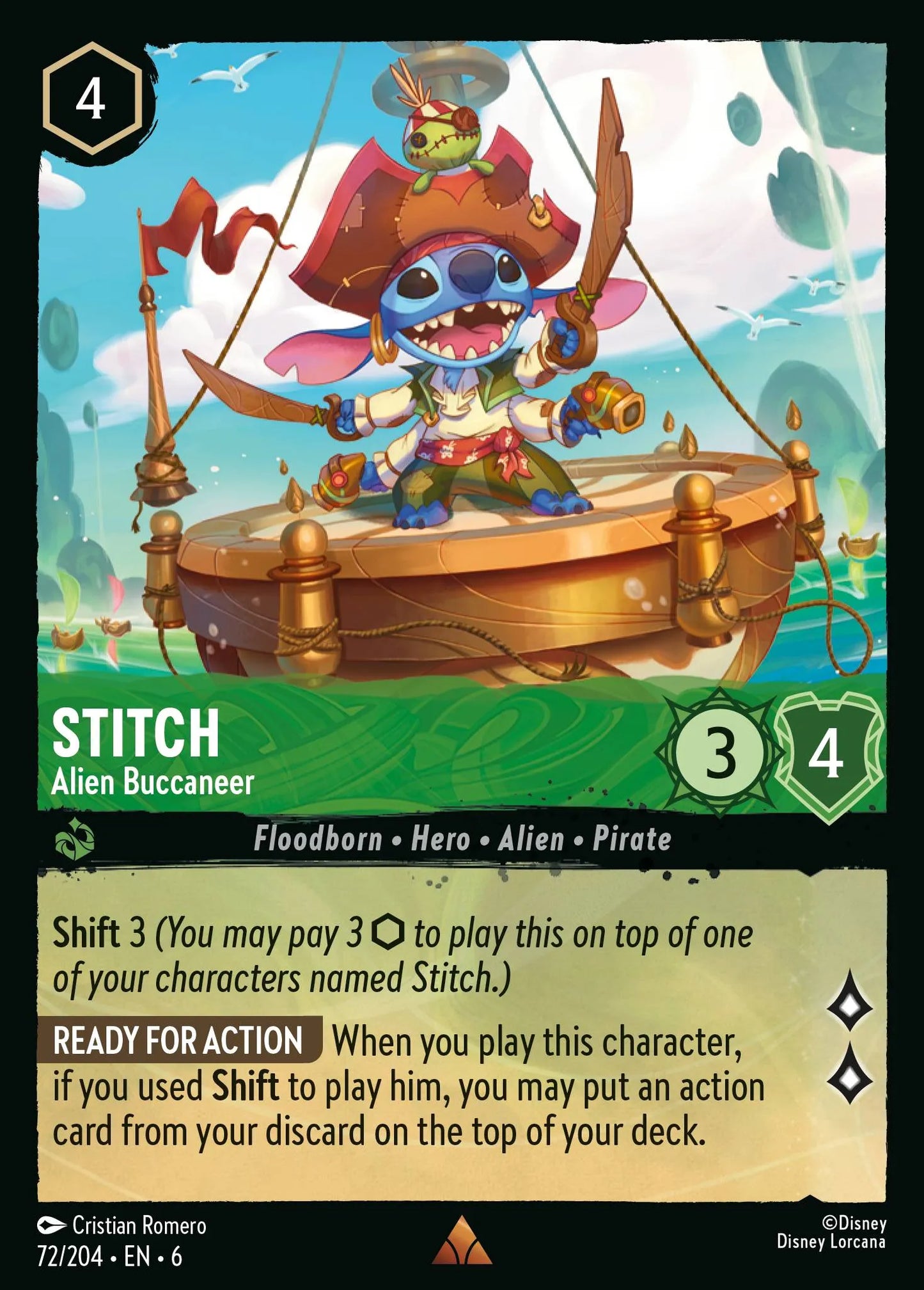 Stitch - Alien Buccaneer | Azurite Sea #72 (Near Mint Foil) | Disney Lorcana Single Australia (Near Mint)