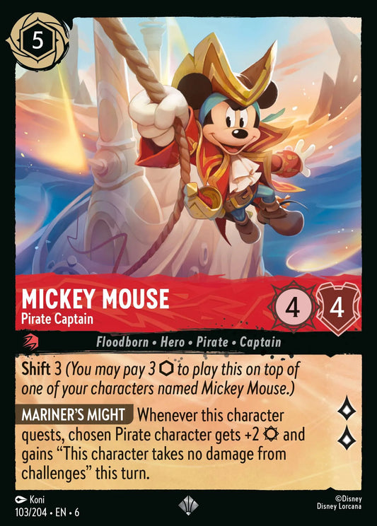 Mickey Mouse - Pirate Captain | Azurite Sea #103 (Near Mint) | Disney Lorcana Single Australia (Near Mint)