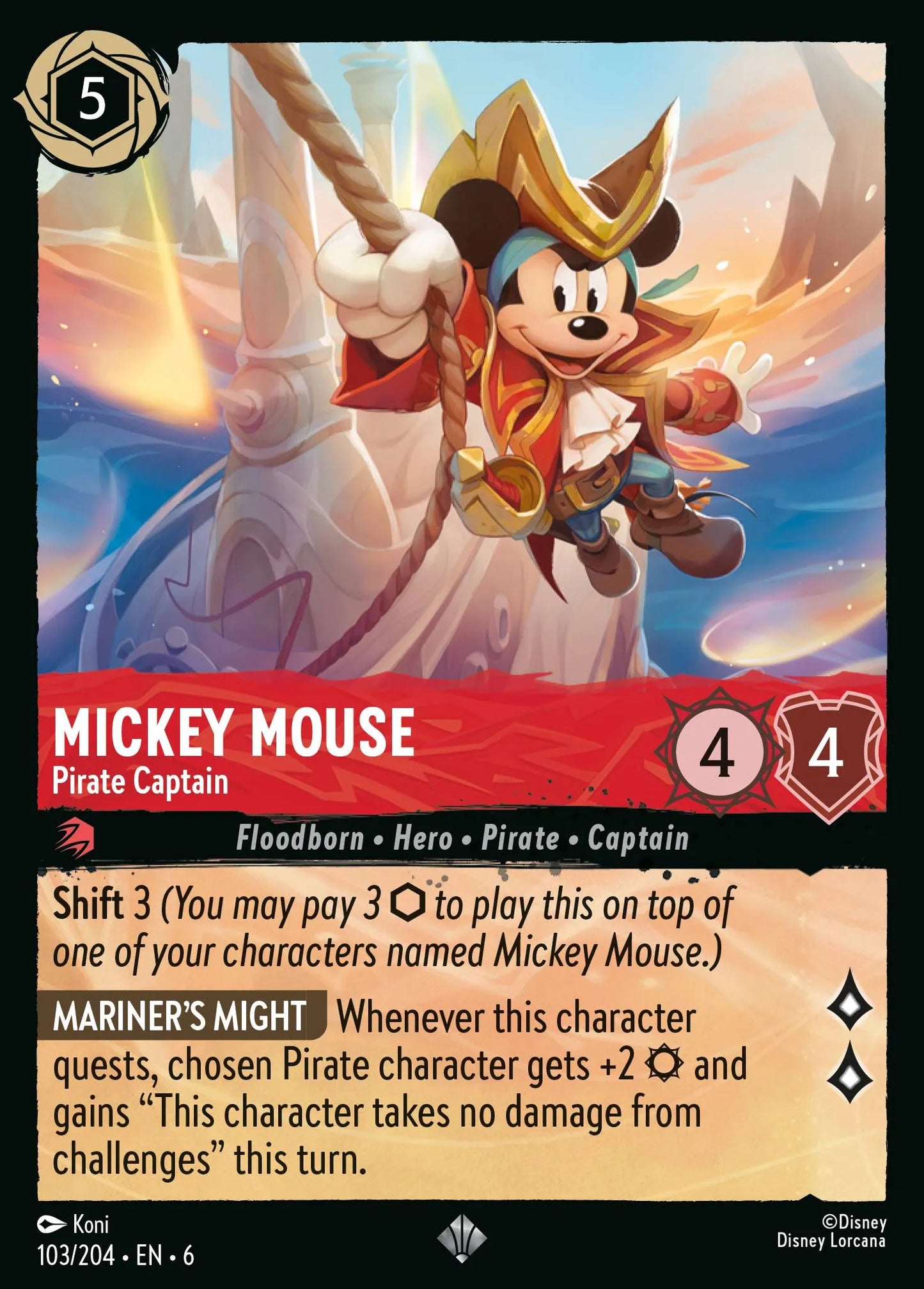 Mickey Mouse - Pirate Captain | Azurite Sea #103 (Near Mint Foil) | Disney Lorcana Single Australia (Near Mint)