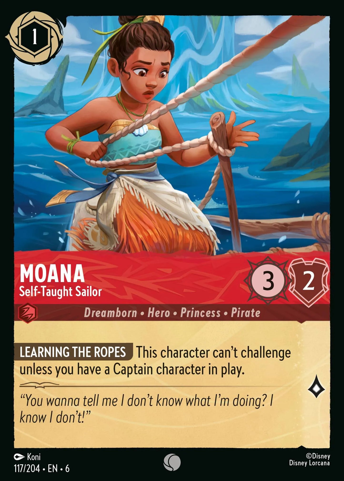 Moana - Self-Taught Sailor | Azurite Sea #117 (Near Mint Foil) | Disney Lorcana Single Australia (Near Mint)