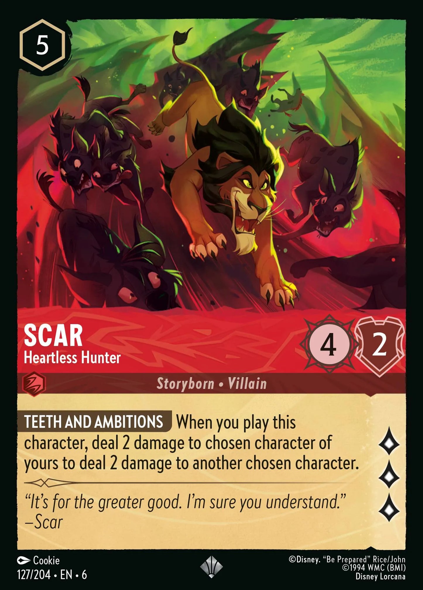 Scar - Heartless Hunter | Azurite Sea #127 (Near Mint) | Disney Lorcana Single Australia (Near Mint)