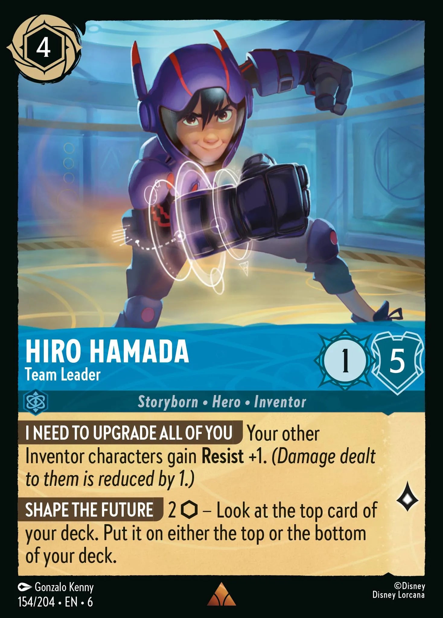 Hiro Hamada - Team Leader | Azurite Sea #154 (Near Mint Foil) | Disney Lorcana Single Australia (Near Mint)