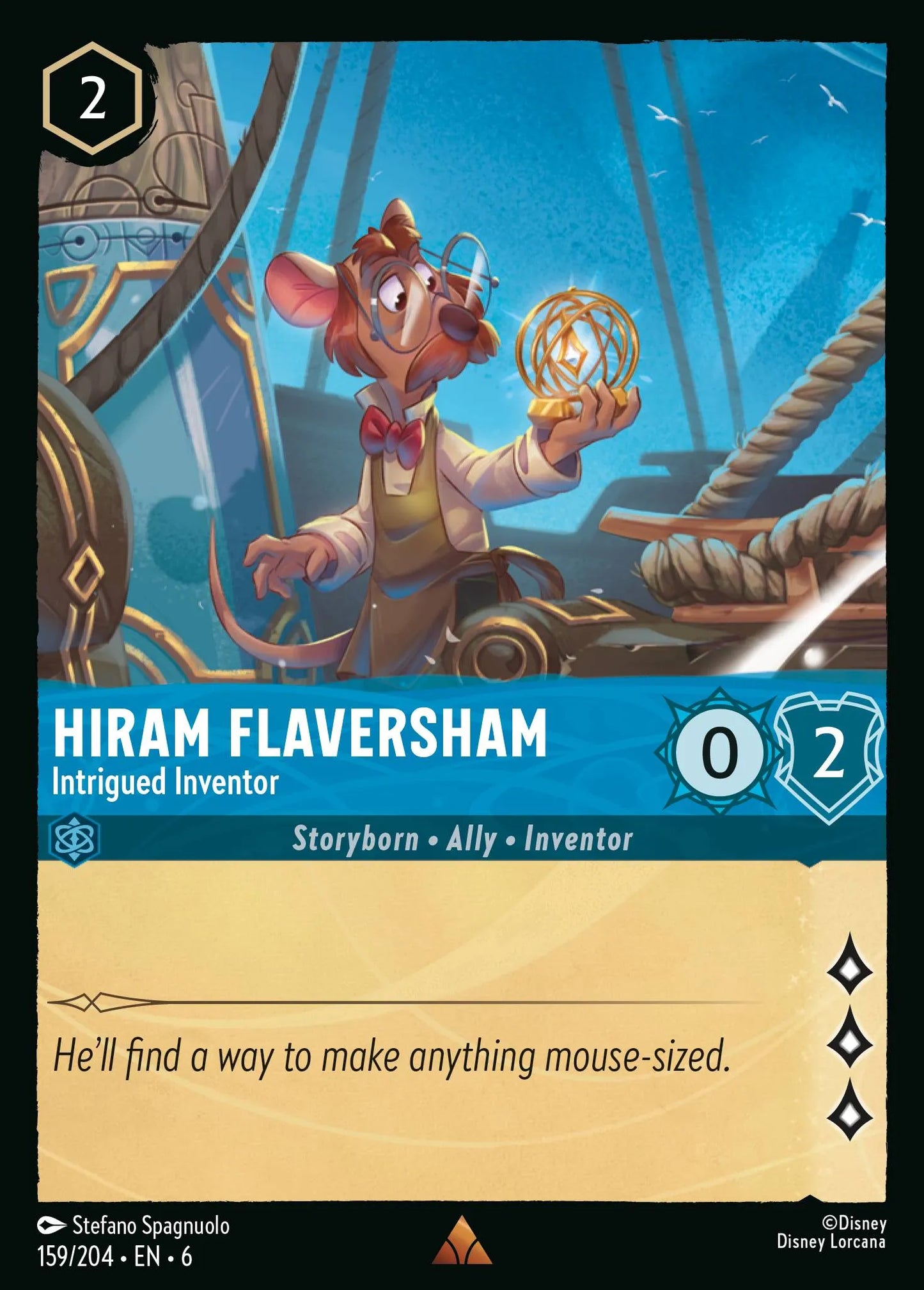 Hiram Flaversham - Intrigued Inventor | Azurite Sea #159 (Near Mint Foil) | Disney Lorcana Single Australia (Near Mint)