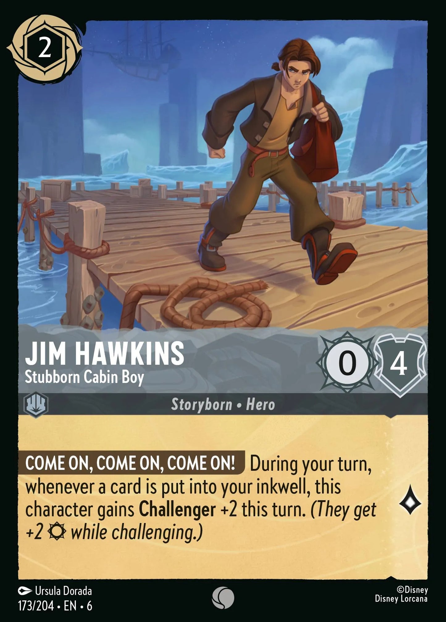 Jim Hawkins - Stubborn Cabin Boy | Azurite Sea #173 (Near Mint Foil) | Disney Lorcana Single Australia (Near Mint)