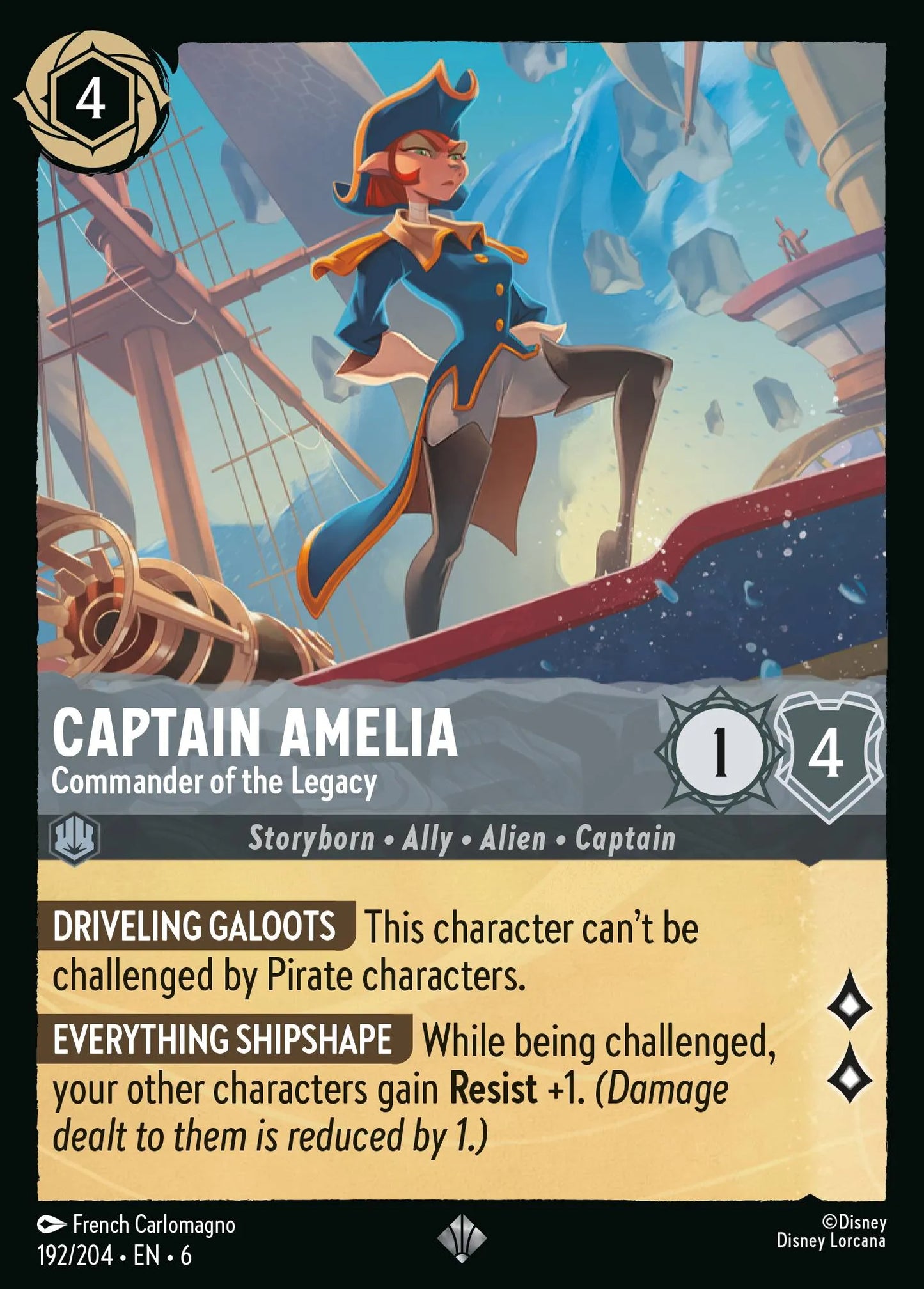 Captain Amelia - Commander of the Legacy | Azurite Sea #192 (Near Mint) | Disney Lorcana Single Australia (Near Mint)