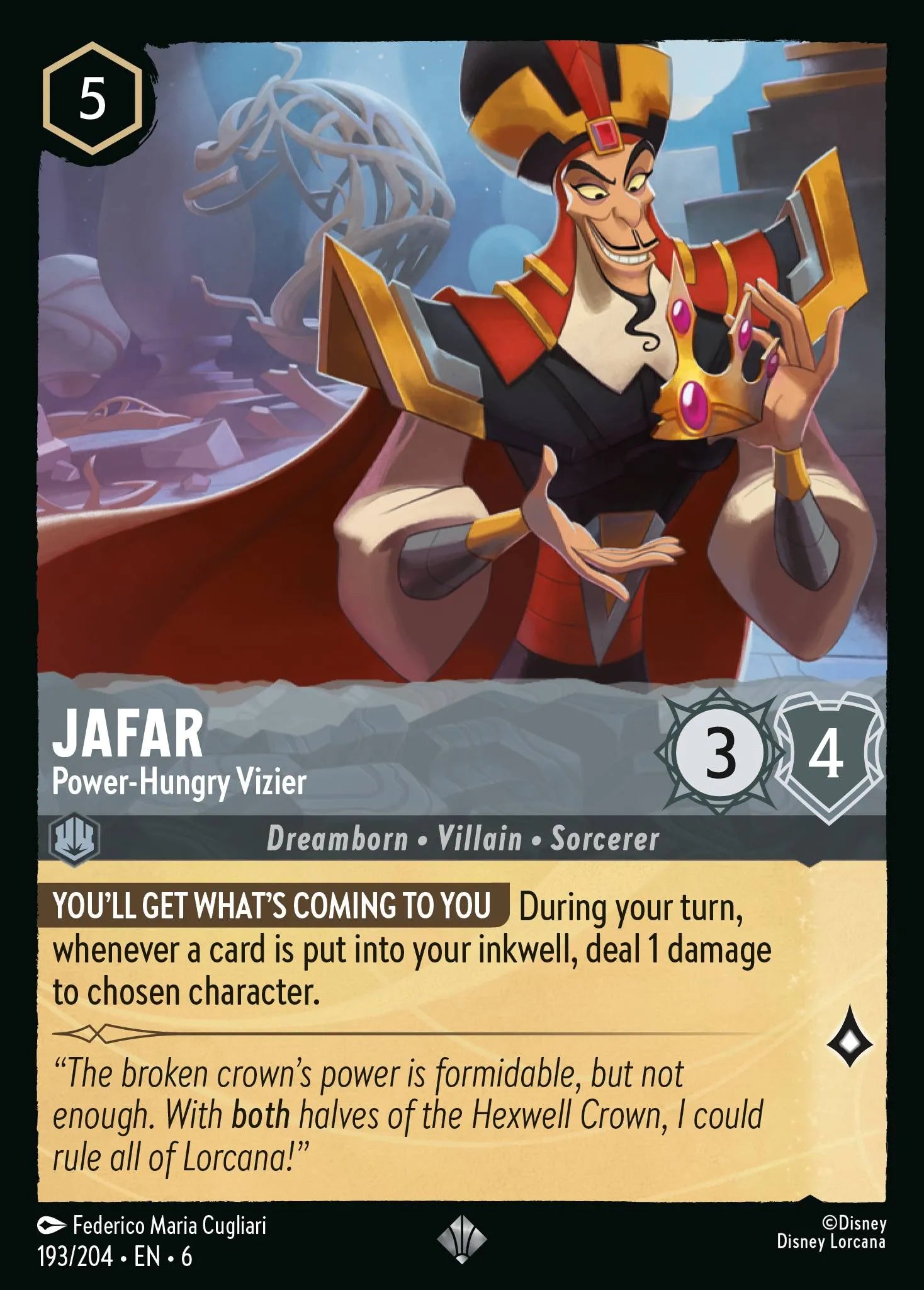 Jafar - Power-Hungry Vizier | Azurite Sea #193 (Near Mint) | Disney Lorcana Single Australia (Near Mint)