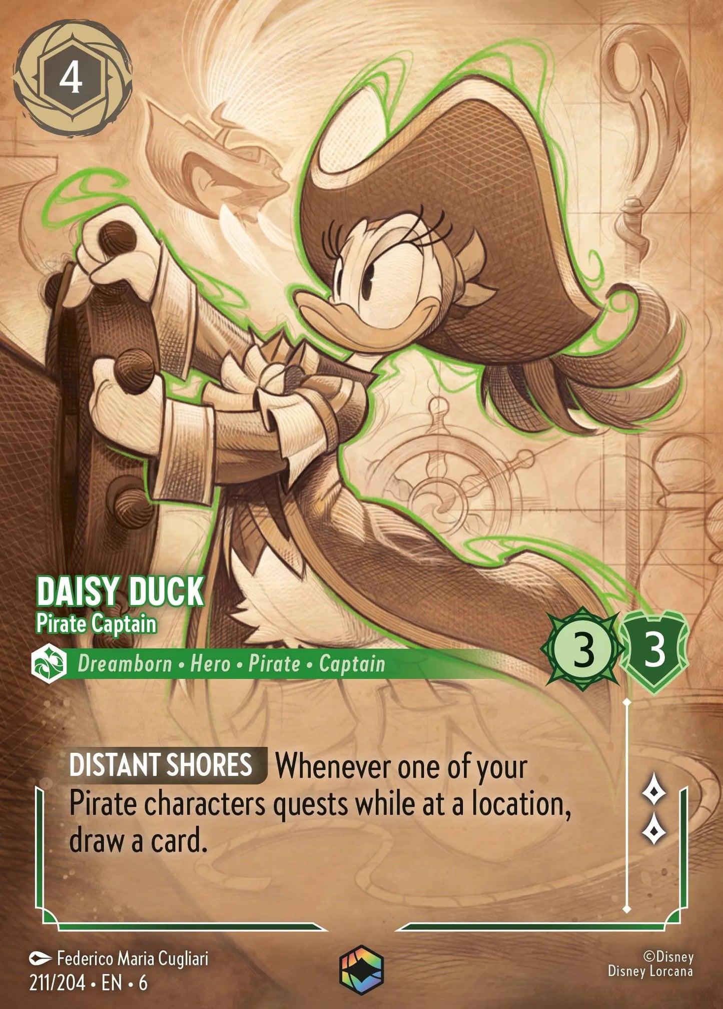 Daisy Duck - Pirate Captain | Azurite Sea #211 (Near Mint) | Disney Lorcana Single Australia (Near Mint)