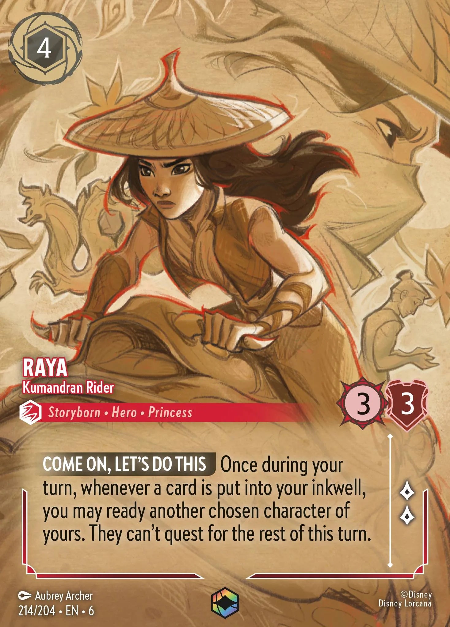 Raya - Kumandran Rider | Azurite Sea #214 (Near Mint) | Disney Lorcana Single Australia (Near Mint)