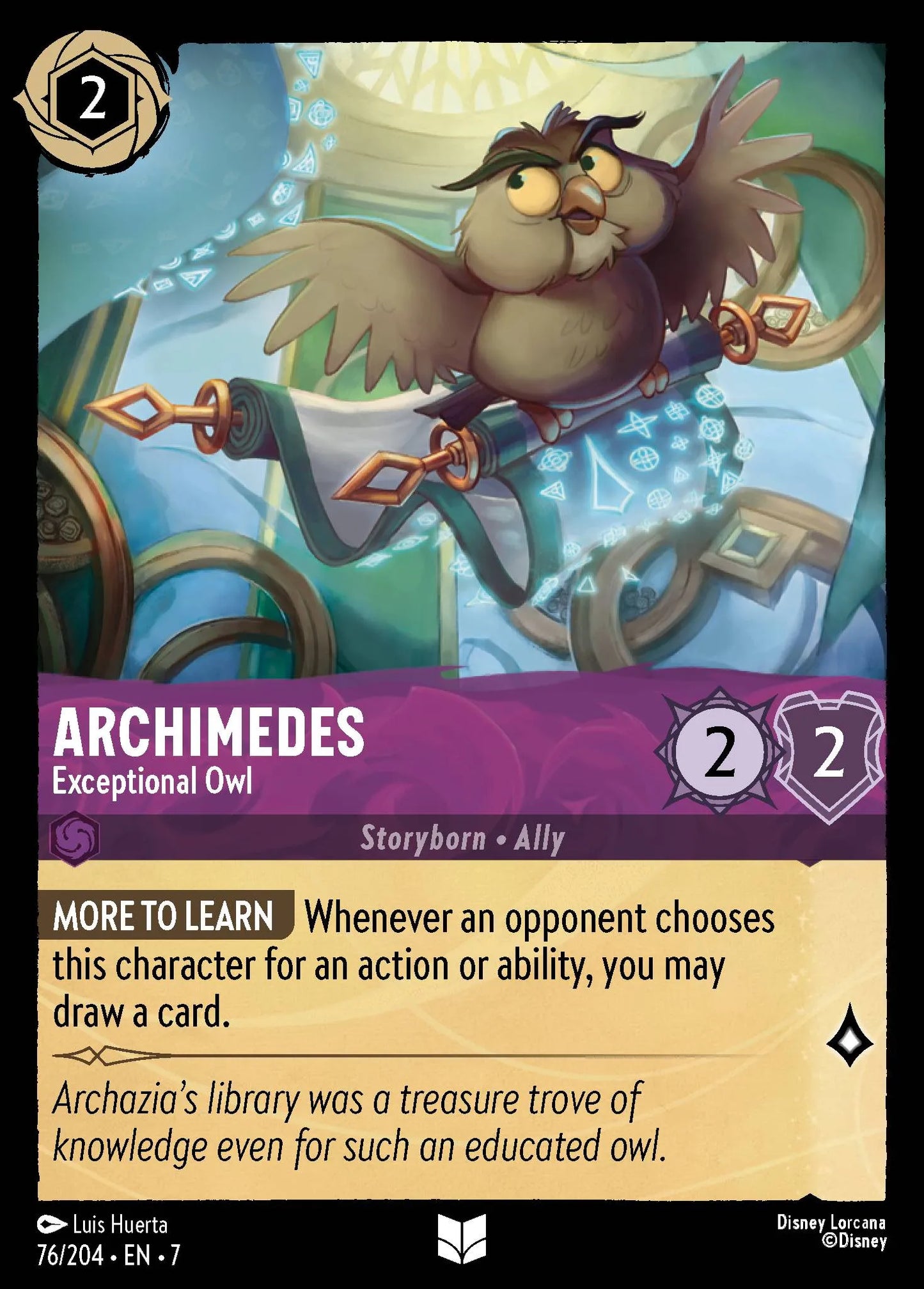 Archimedes - Exceptional Owl | Archazia's Island #76 (Near Mint) | Disney Lorcana Single Australia (Near Mint)