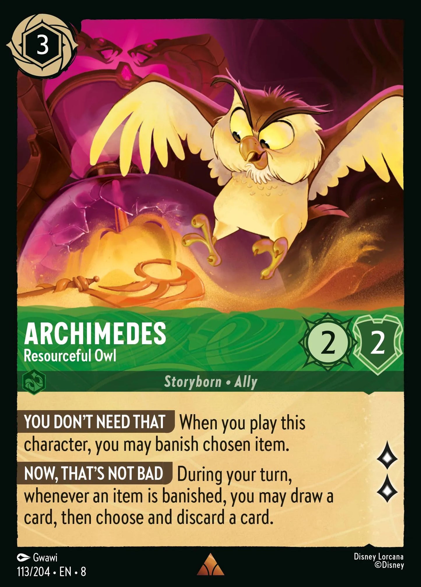 Archimedes - Resourceful Owl | Reign of Jafar #113 (Near Mint) | Disney Lorcana Single Australia (Near Mint)