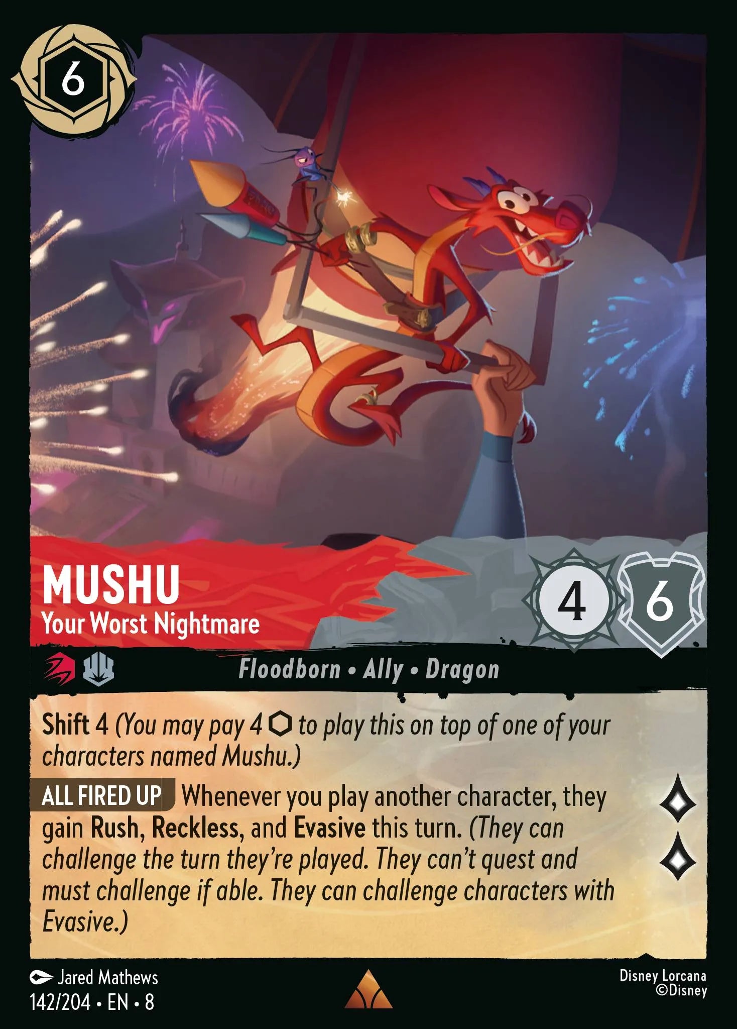 Mushu - Your Worst Nightmare | Reign of Jafar #142 (Near Mint) | Disney Lorcana Single Australia (Near Mint)