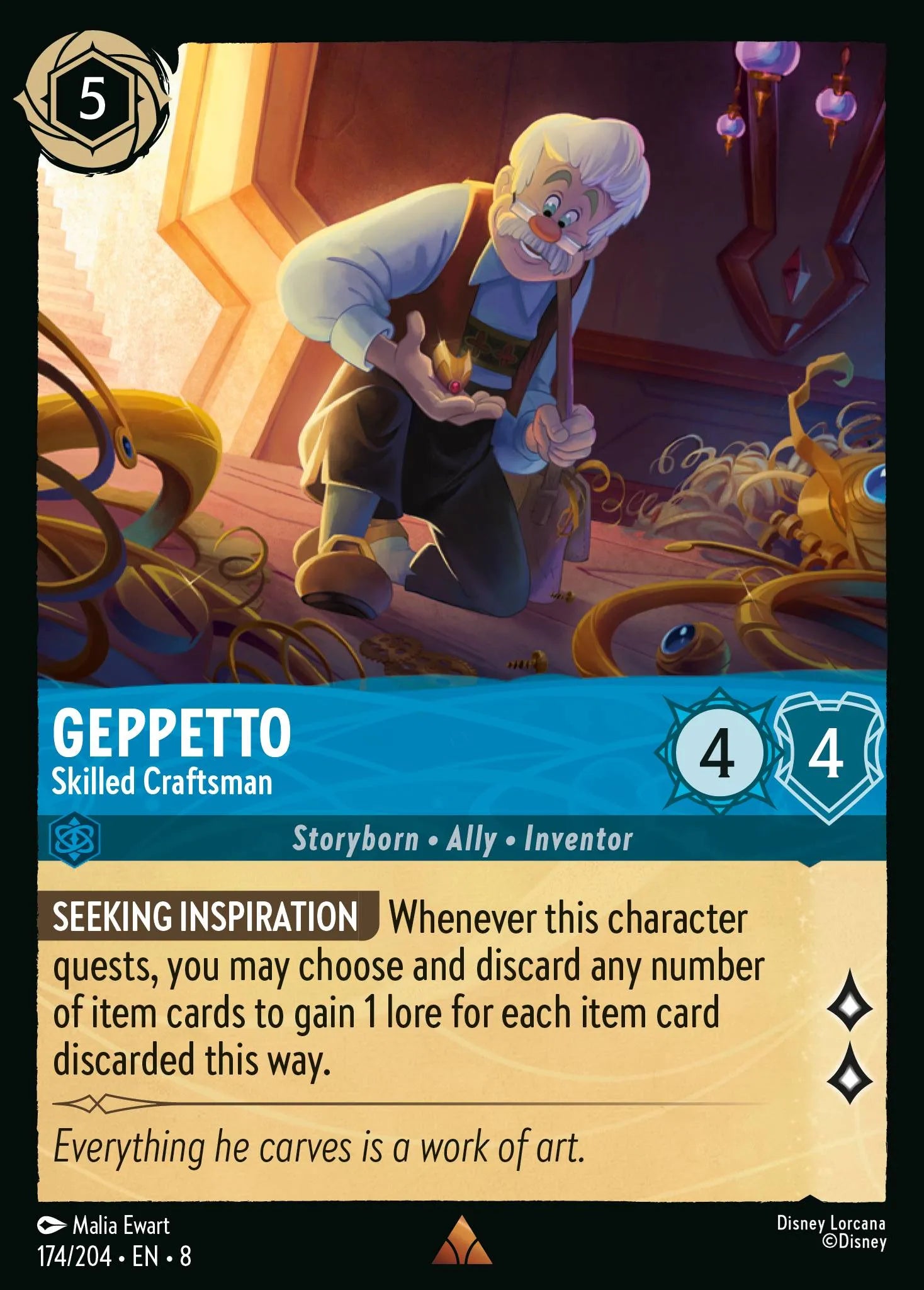 Geppetto - Skilled Craftsman | Reign of Jafar #174 (Near Mint) | Disney Lorcana Single Australia (Near Mint)