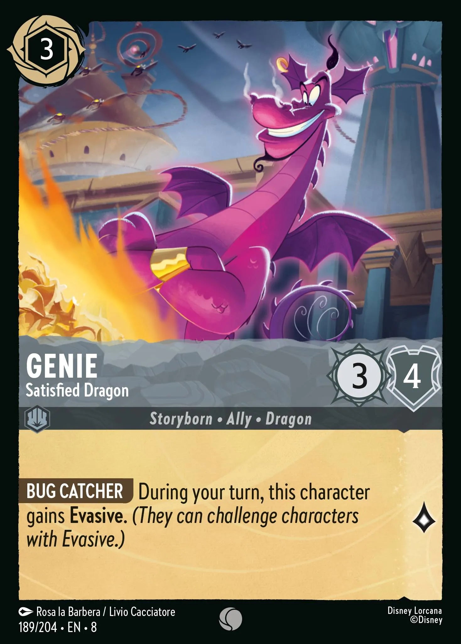Genie - Satisfied Dragon | Reign of Jafar #189 (Near Mint Foil) | Disney Lorcana Single Australia (Near Mint)
