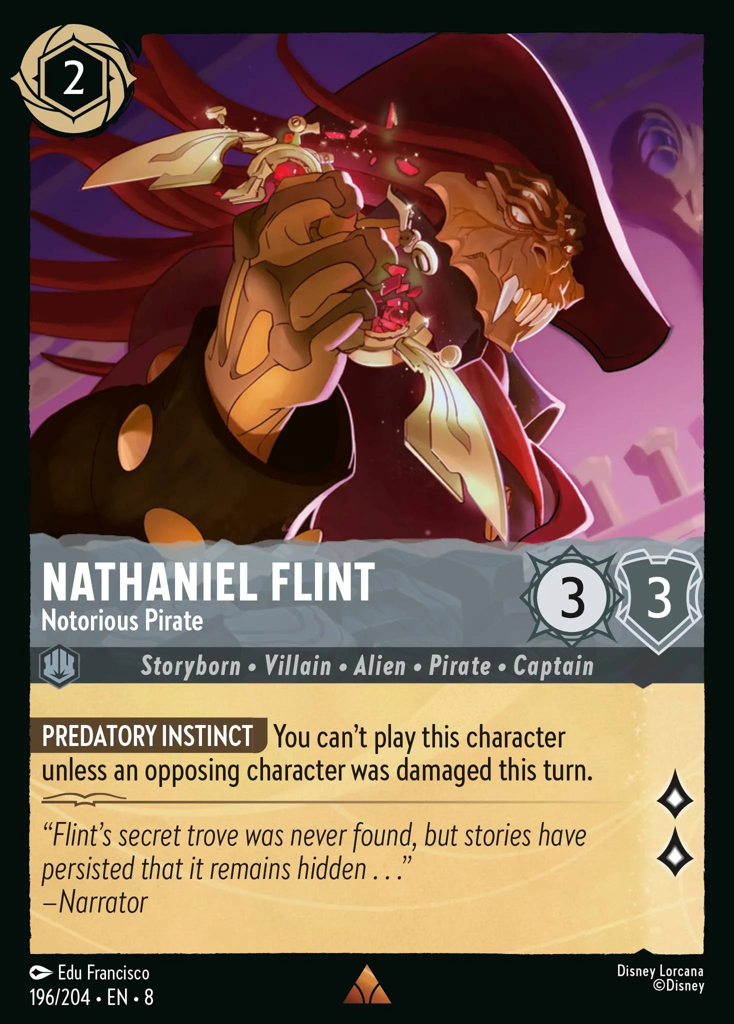 Nathaniel Flint - Notorious Pirate | Reign of Jafar #196 (Near Mint) | Disney Lorcana Single Australia (Near Mint)
