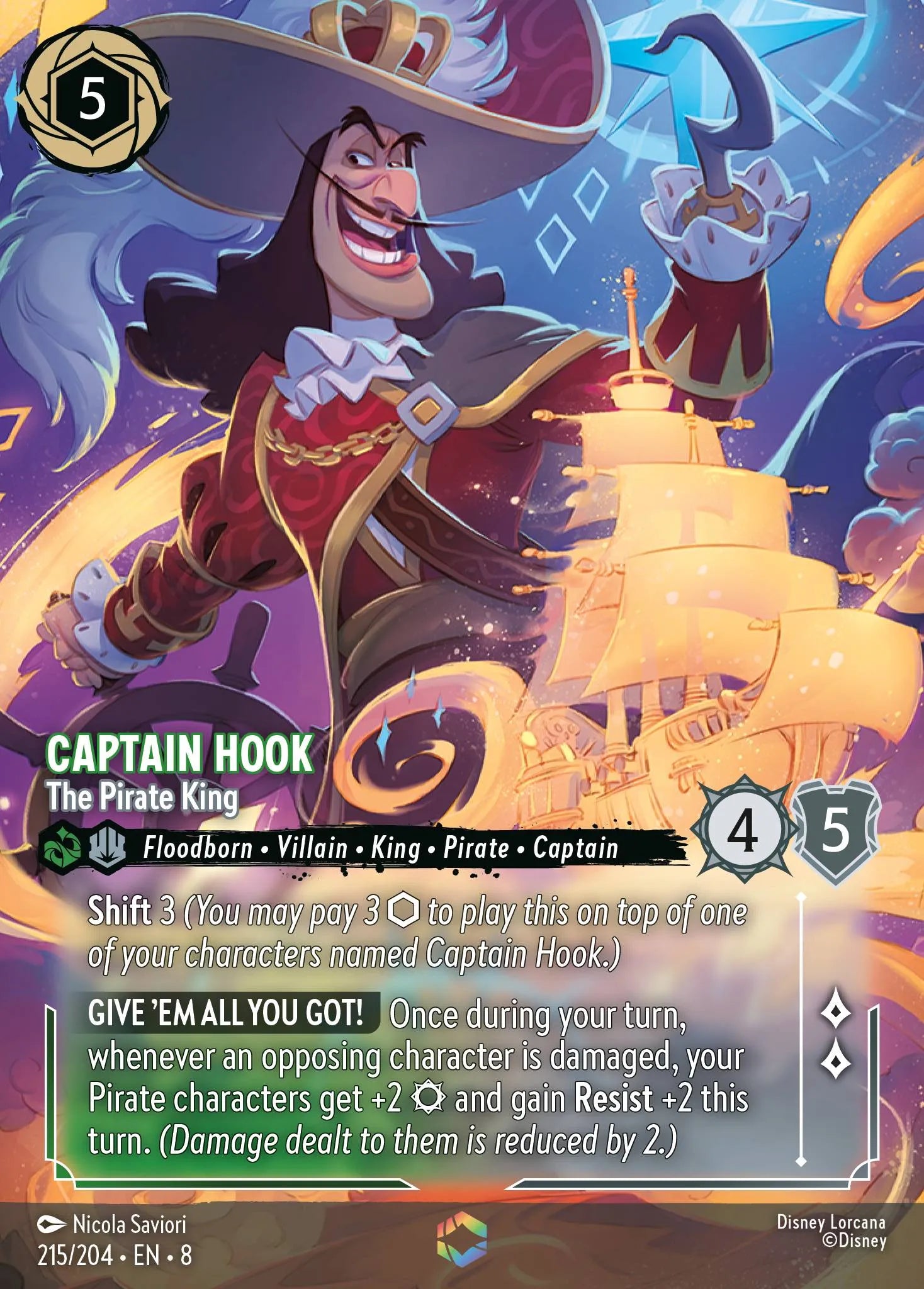 Captain Hook - The Pirate King | Reign of Jafar #215 (Near Mint) | Disney Lorcana Single Australia (Near Mint)