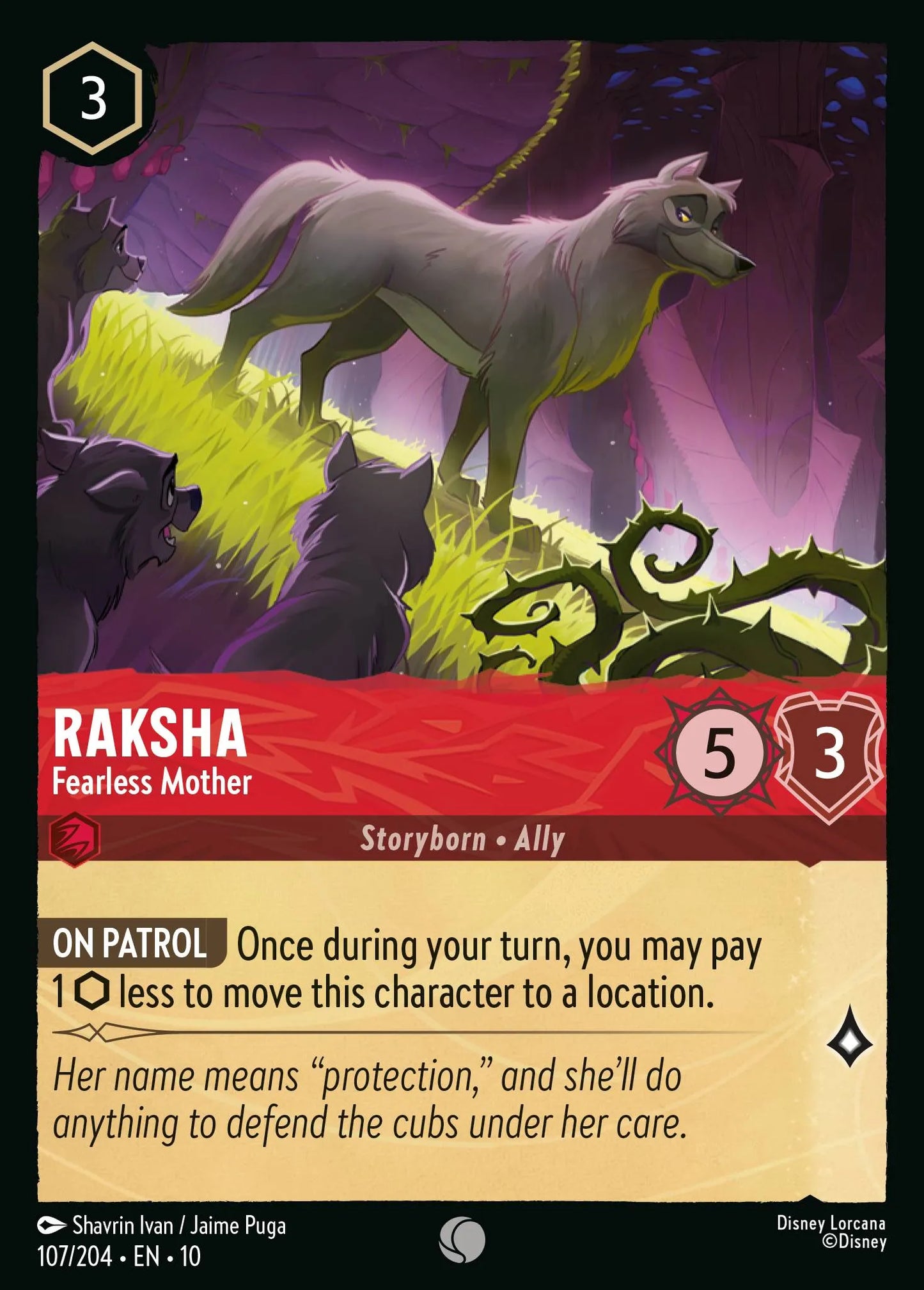 Raksha - Fearless Mother | Whispers in the Well #107 (Near Mint Foil) | Disney Lorcana Single Australia (Near Mint)