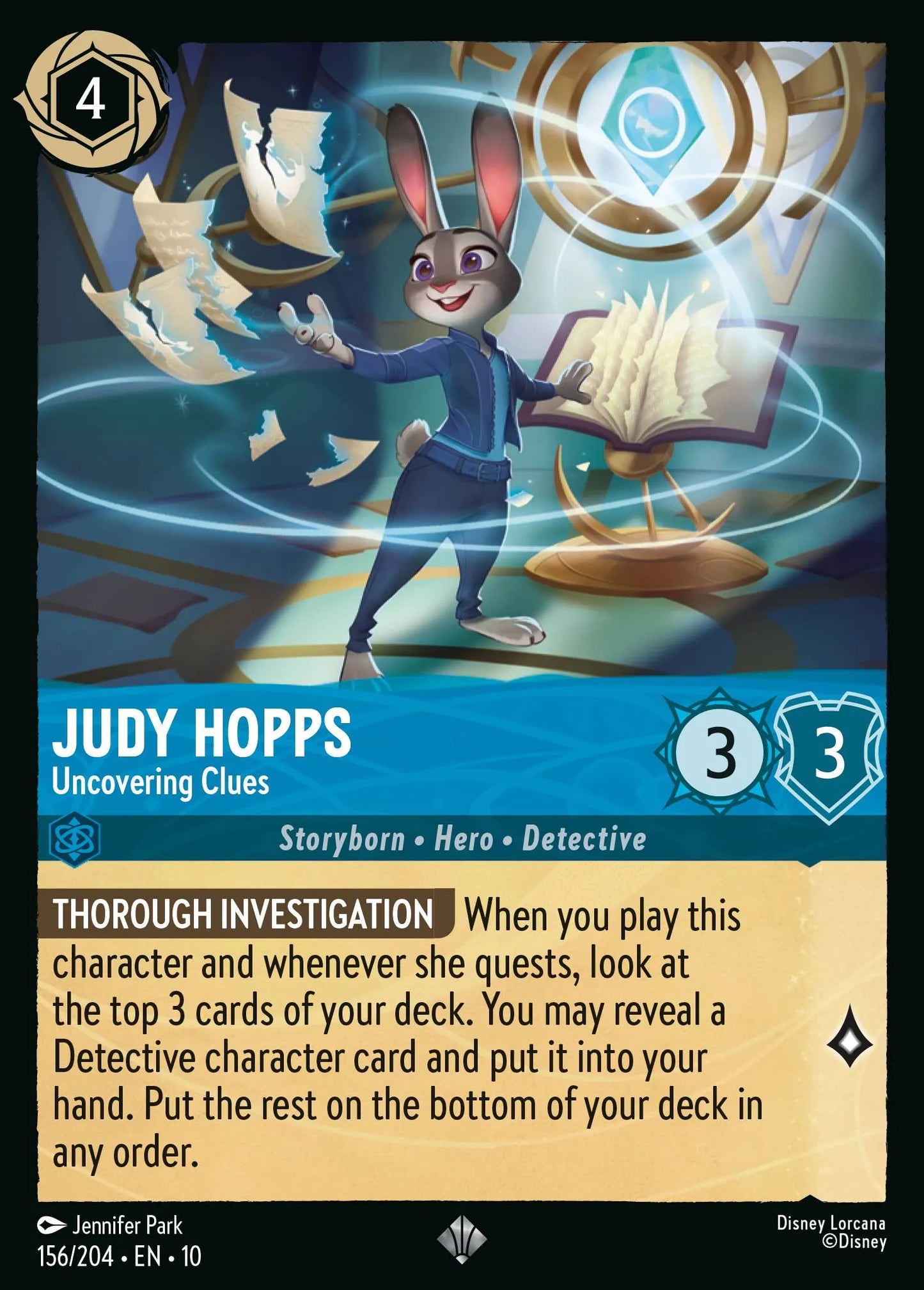 Judy Hopps - Uncovering Clues | Whispers in the Well #156 (Near Mint Foil) | Disney Lorcana Single Australia (Near Mint)
