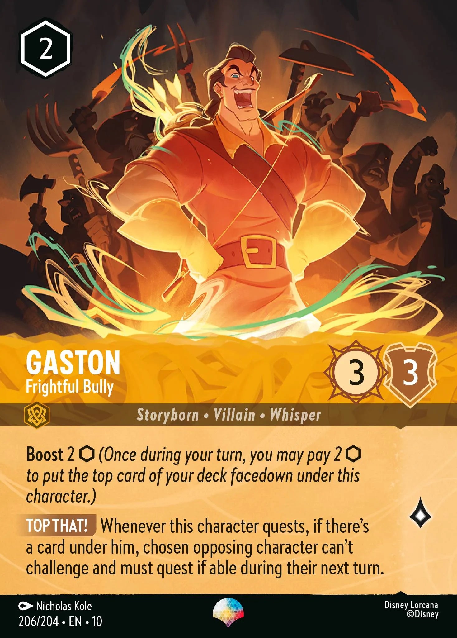 Gaston - Frightful Bully | Whispers in the Well #206 (Near Mint Foil) | Disney Lorcana Single Australia (Near Mint)