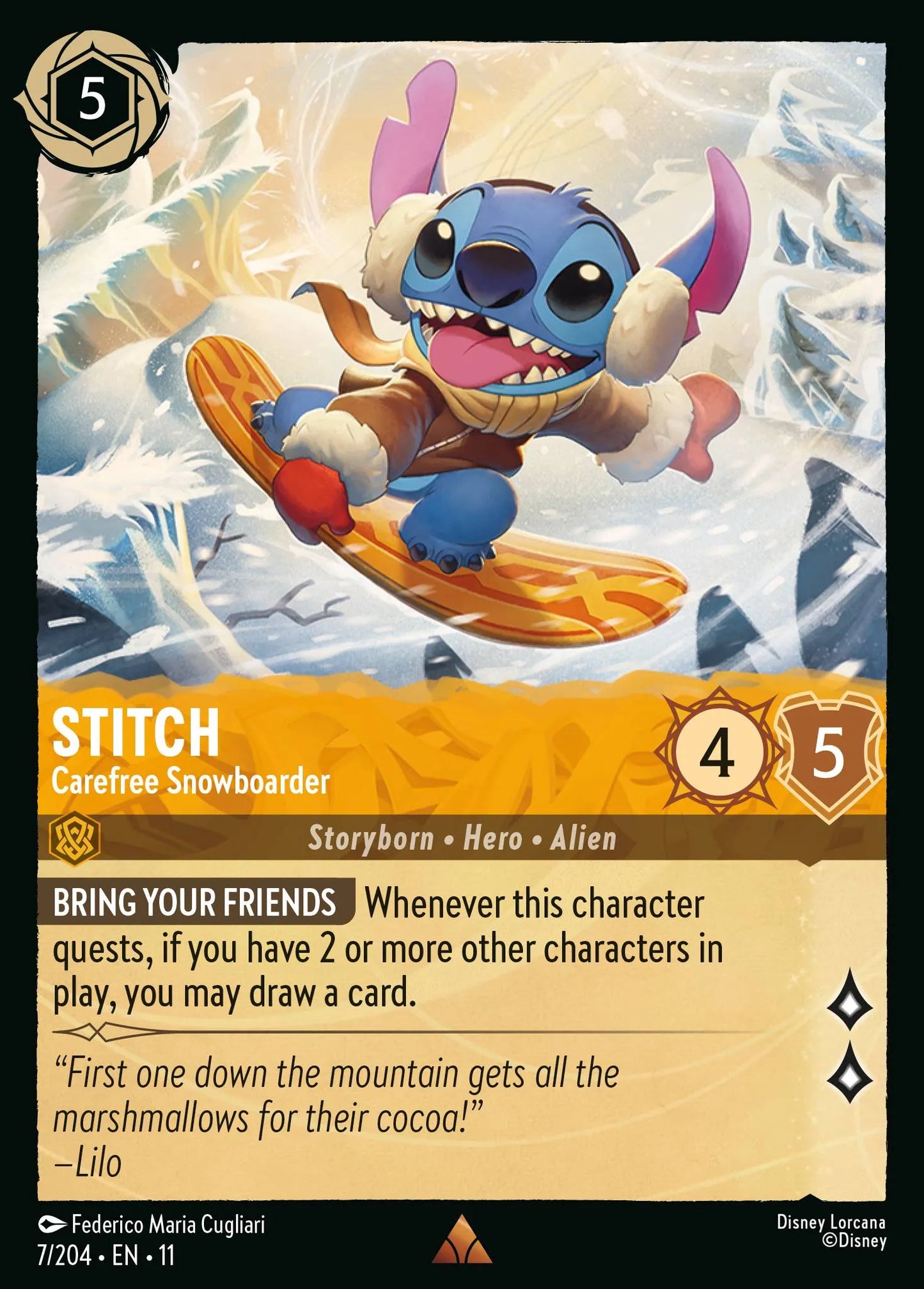 Stitch - Carefree Snowboarder | Winterspell #7 (Near Mint Foil) | Disney Lorcana Single Australia (Near Mint)