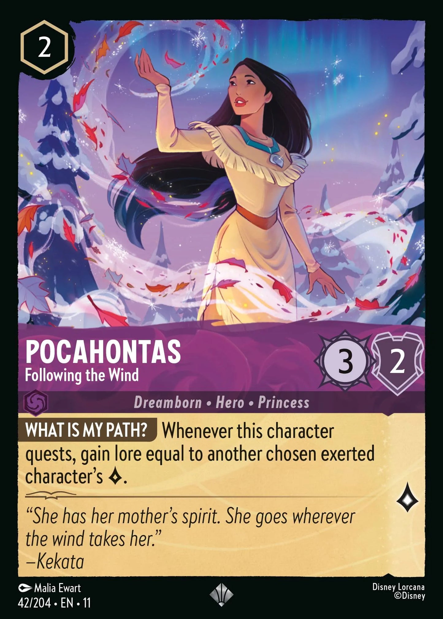 Pocahontas - Following the Wind | Winterspell #42 (Near Mint Foil) | Disney Lorcana Single Australia (Near Mint)