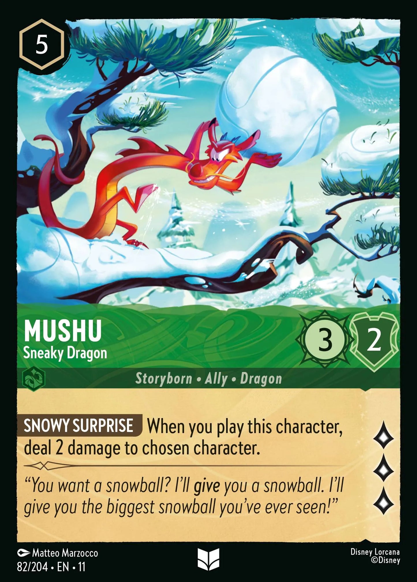 Mushu - Sneaky Dragon | Winterspell #82 (Near Mint) | Disney Lorcana Single Australia (Near Mint)