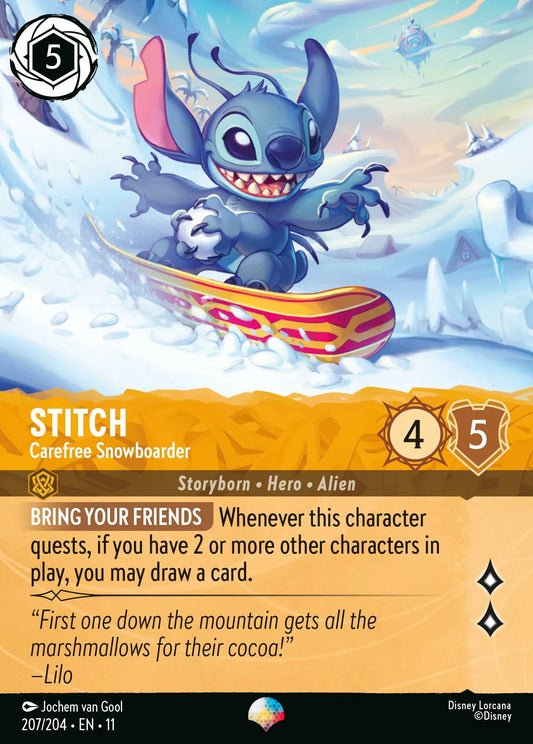 Stitch - Carefree Snowboarder | Winterspell #207 (Near Mint) | Disney Lorcana Single Australia (Near Mint)