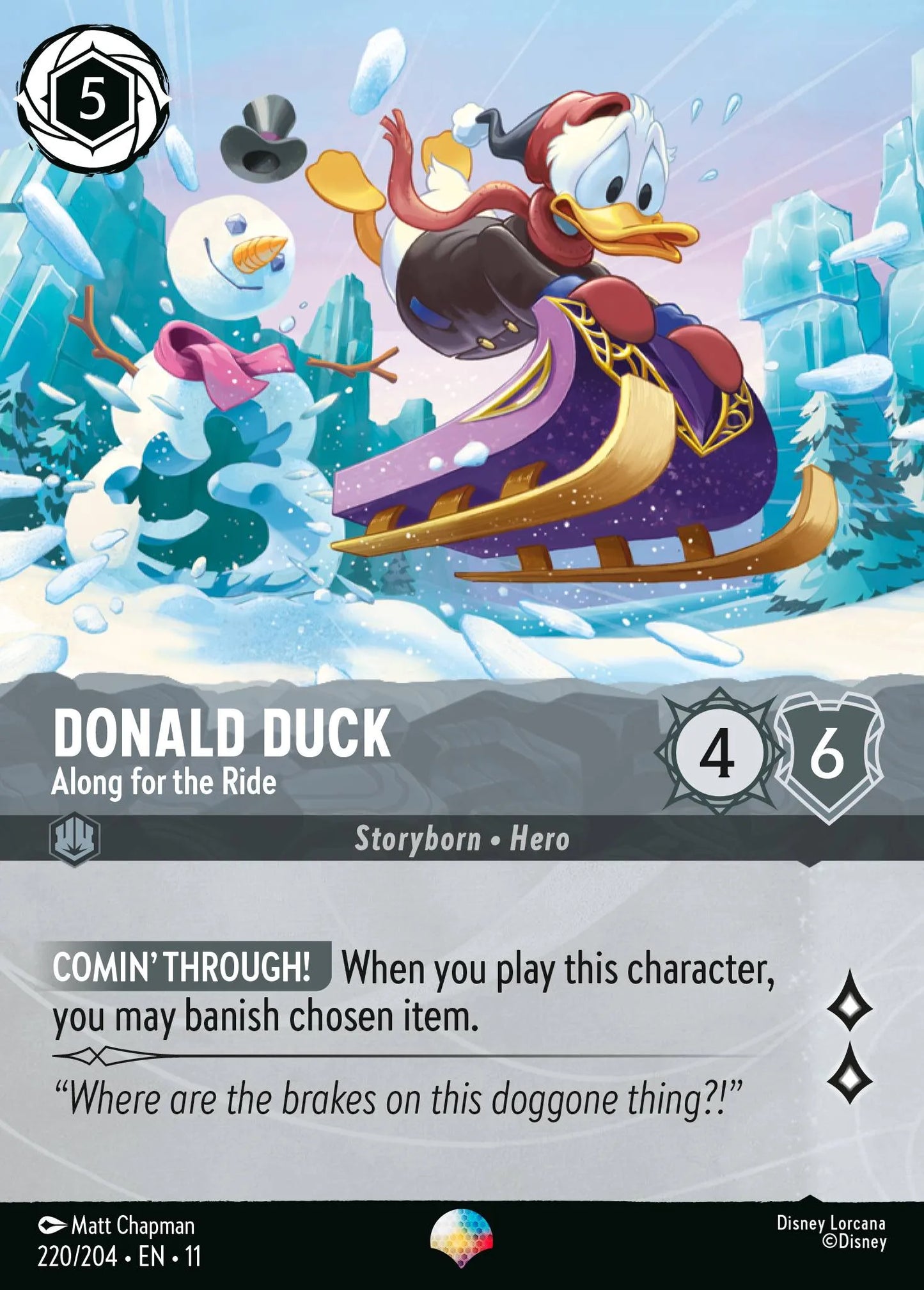 Donald Duck - Along for the Ride | Winterspell #220 (Near Mint) | Disney Lorcana Single Australia (Near Mint)