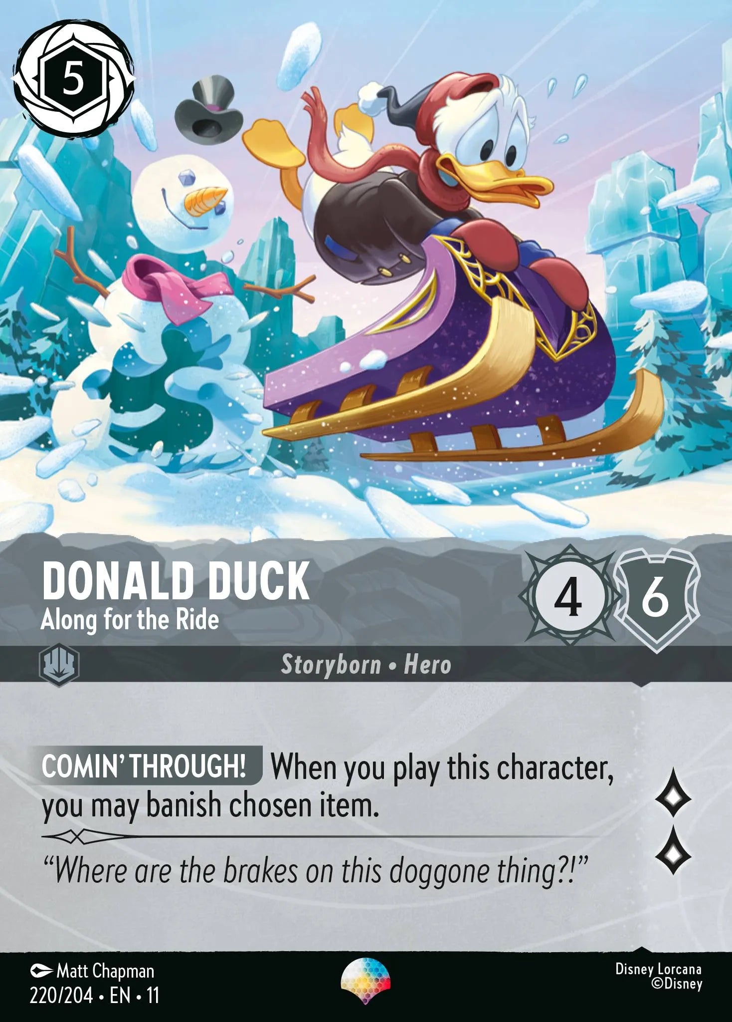 Donald Duck - Along for the Ride | Winterspell #220 (Near Mint) | Disney Lorcana Single Australia (Near Mint)