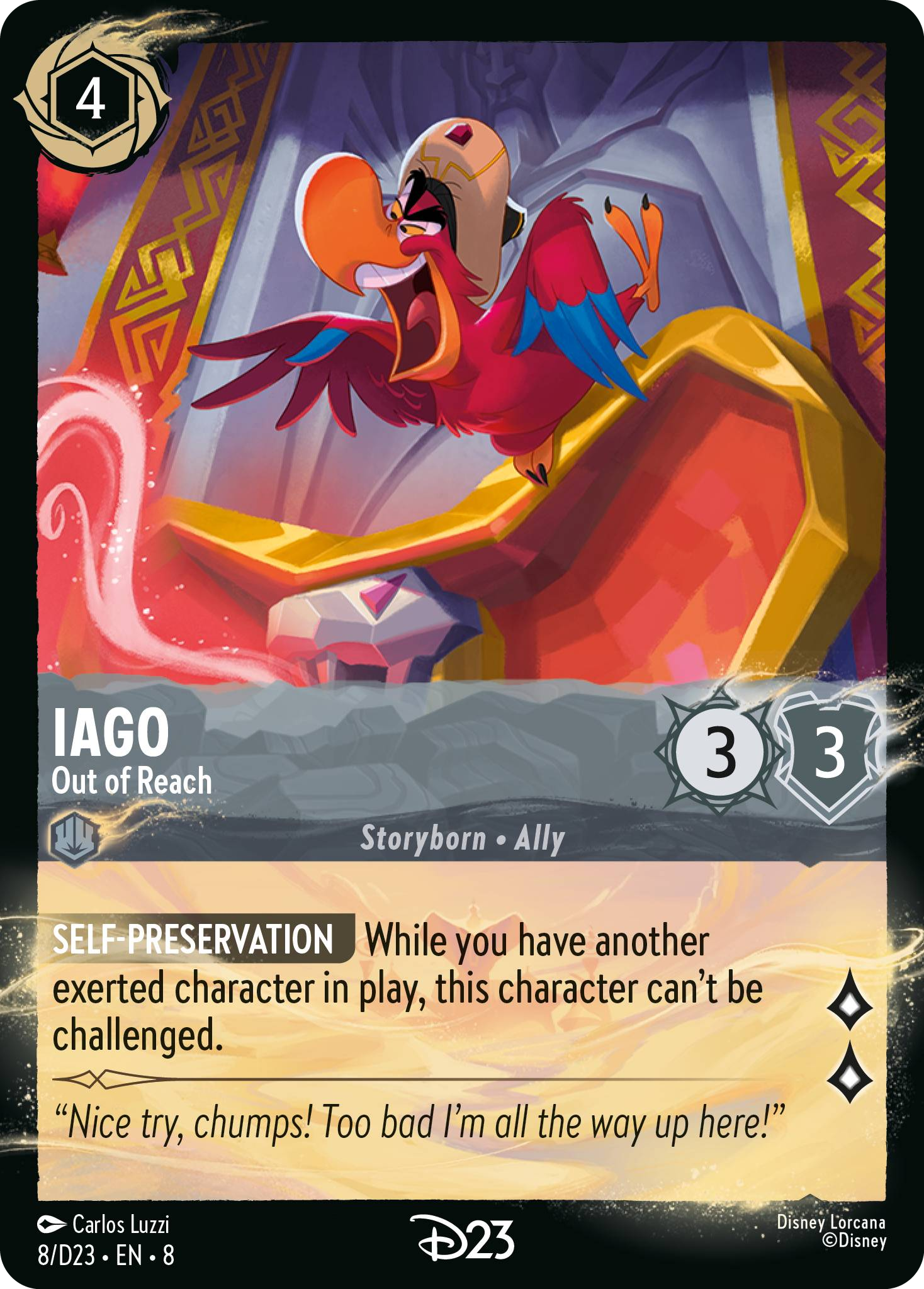 Iago - Out of Reach | D23 Gold Membership Promo Promo (08/D23·EN·8) | Disney Lorcana Single Australia (Near Mint)