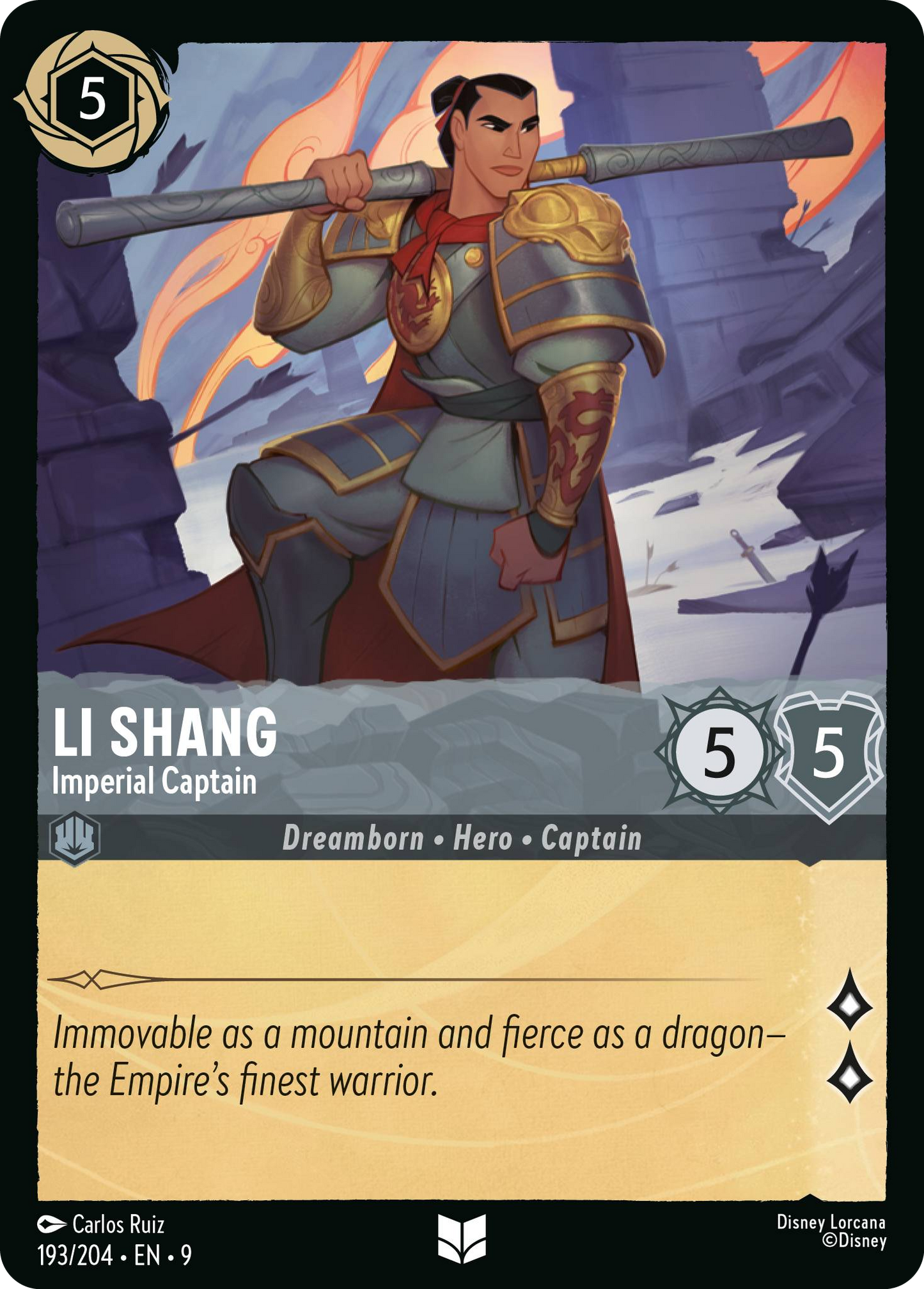 Li Shang - Imperial Captain | Fabled #193 (Near Mint Foil) | Disney Lorcana Single Australia (Near Mint)
