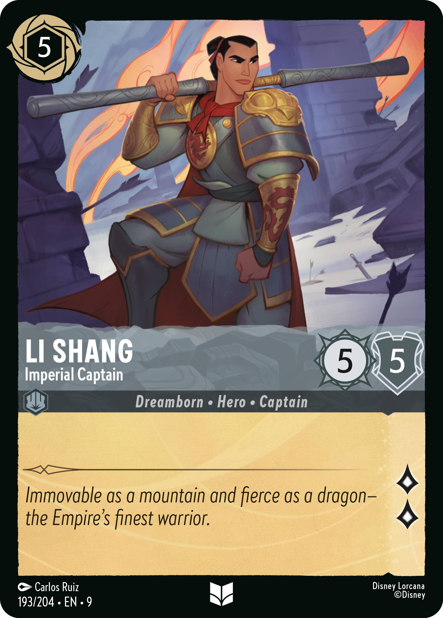 Li Shang - Imperial Captain | Fabled #193 (Near Mint) | Disney Lorcana Single Australia (Near Mint)