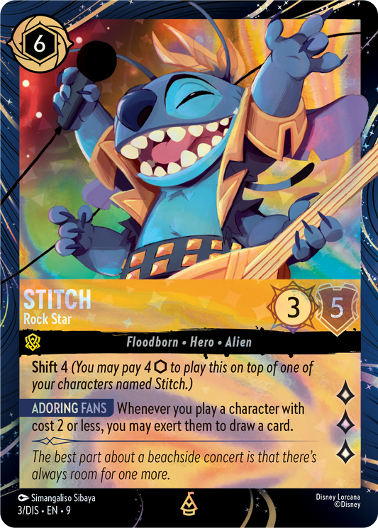 Stitch - Rock Star | EPCOT Festival of the Arts Promo (3/DIS·EN·9) | Disney Lorcana Single Australia (Near Mint)